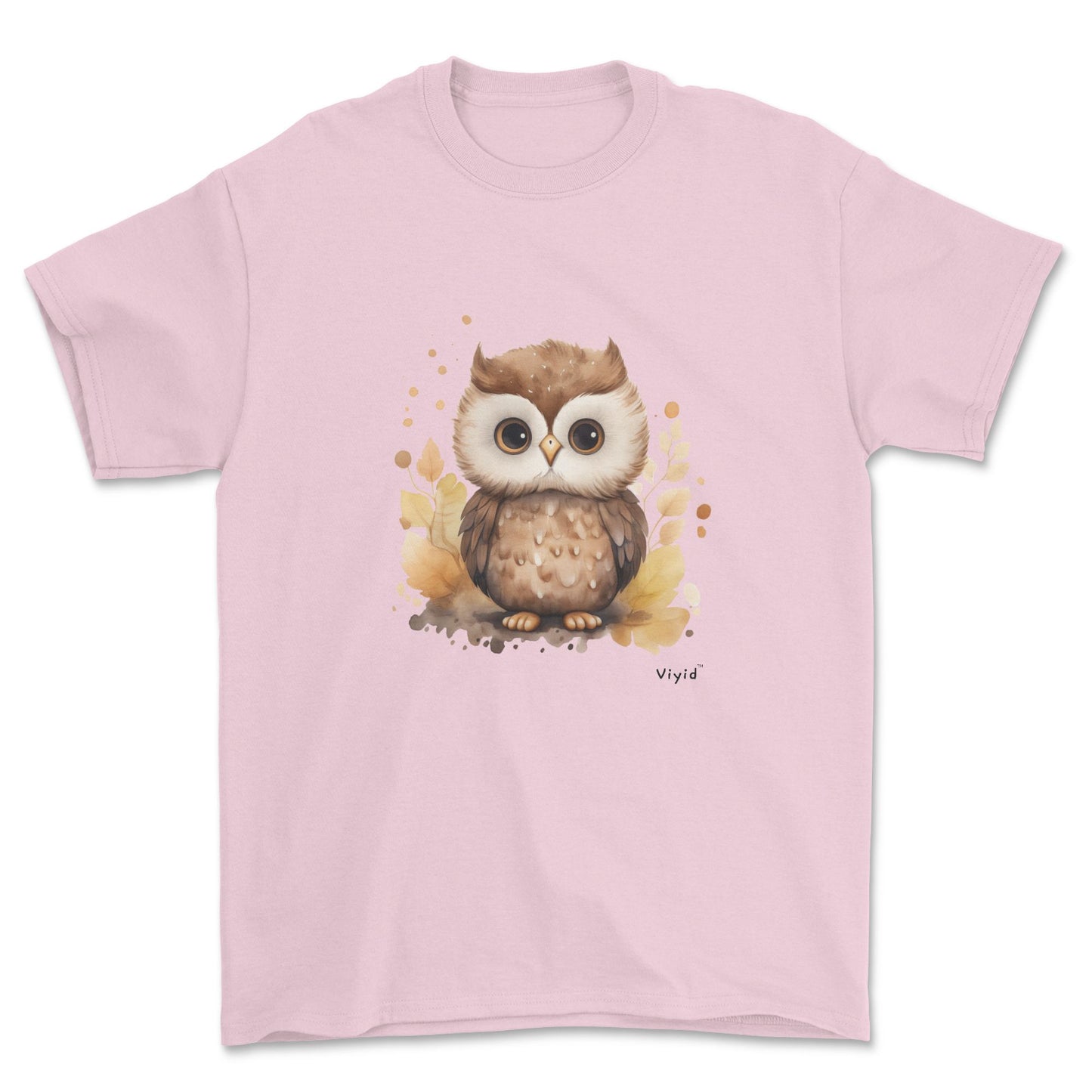 nocturnal owl youth t-shirt light pink