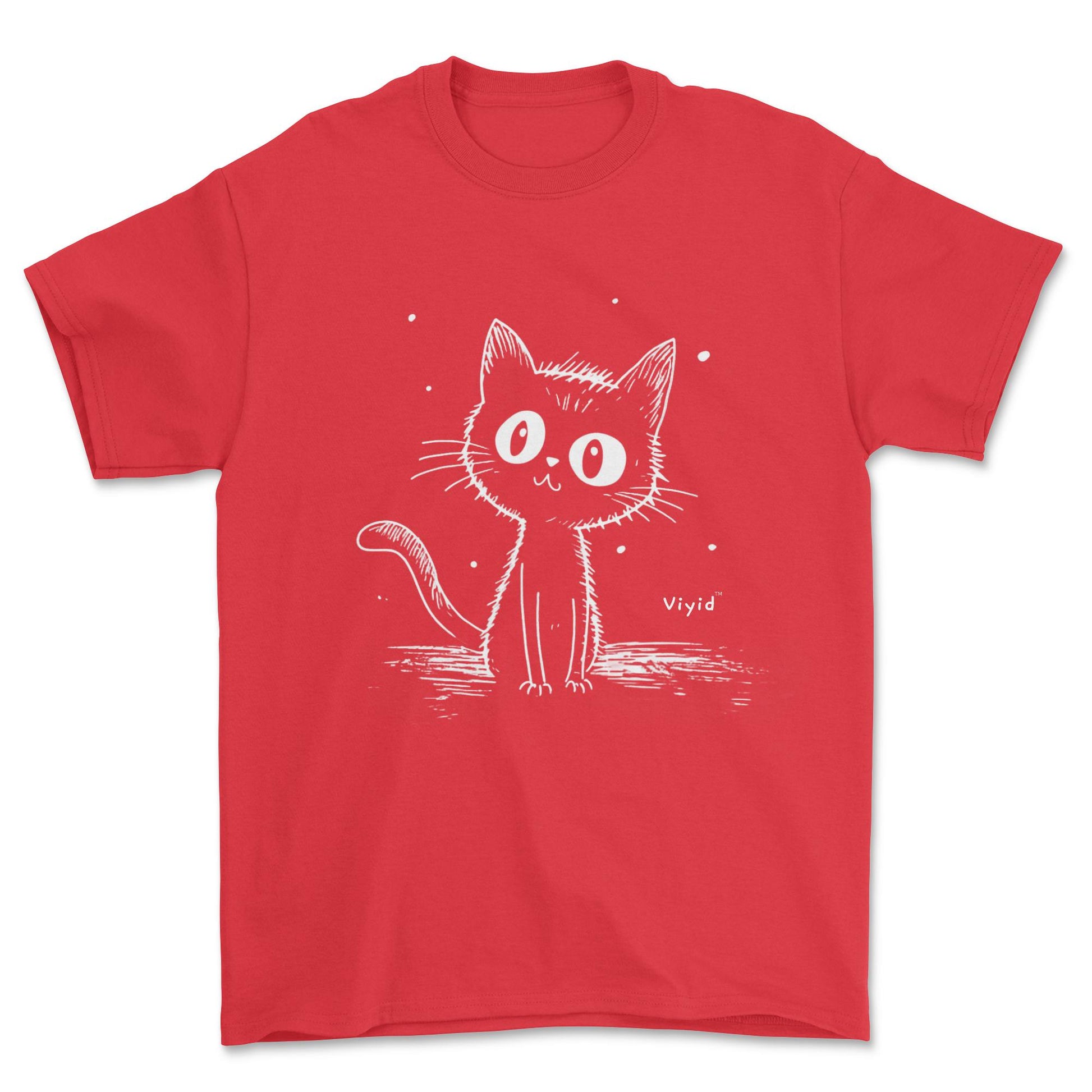 cat sketch youth t-shirt red