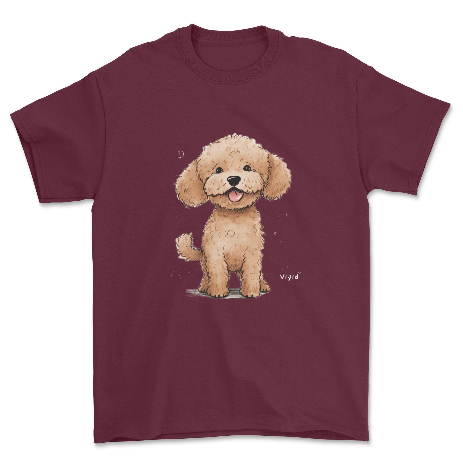 brown poodle adult t-shirt maroon