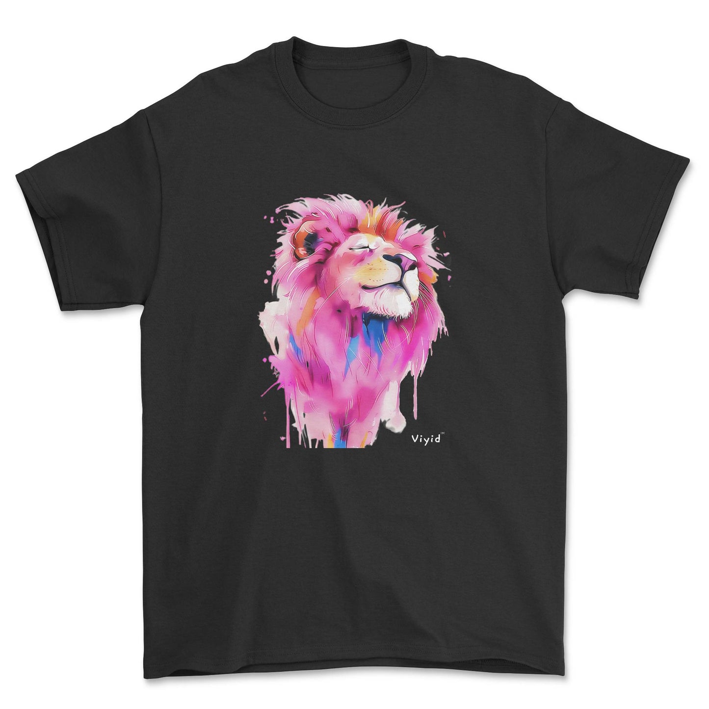 pink mane lion adult t-shirt black