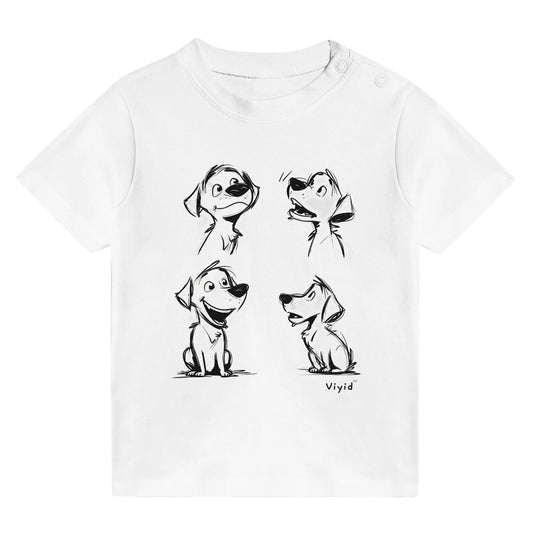 expressive puppy pencil drawing baby t-shirt white