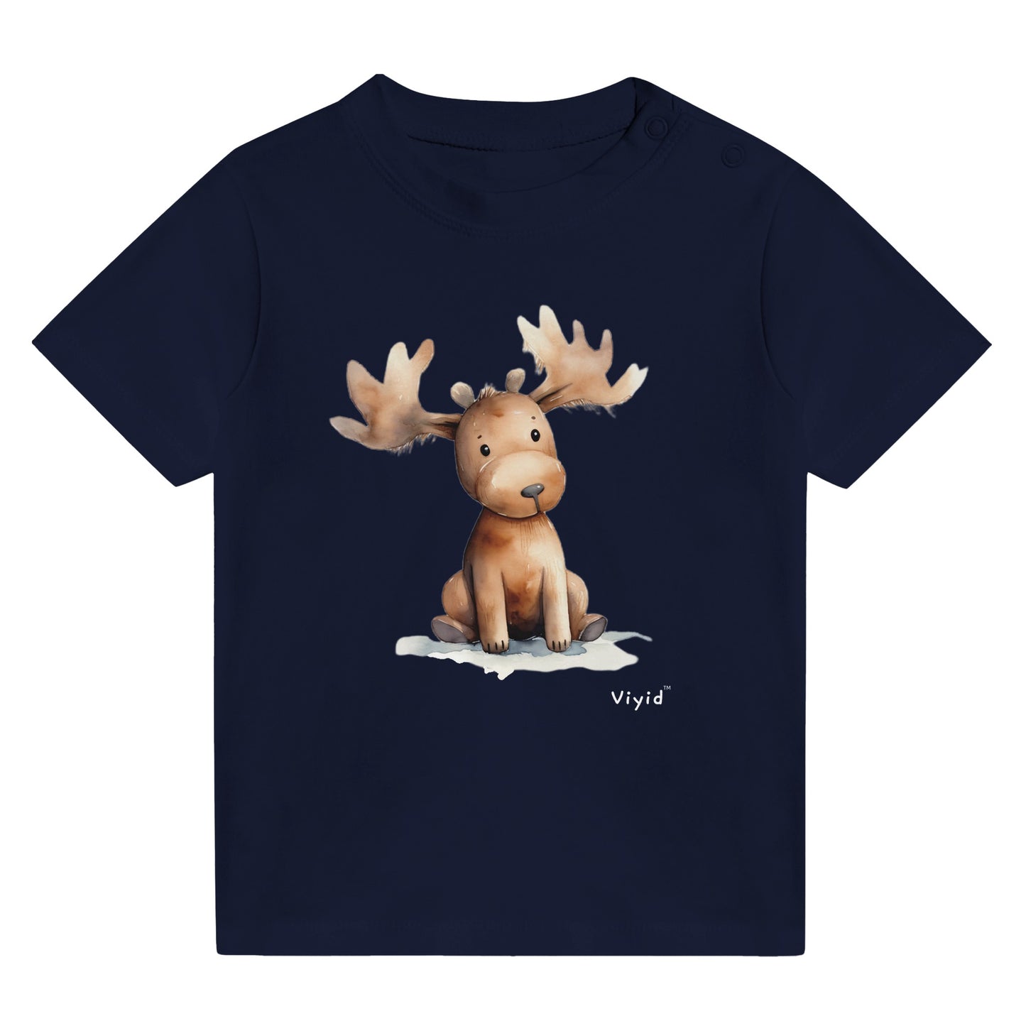 brown moose baby t-shirt navy