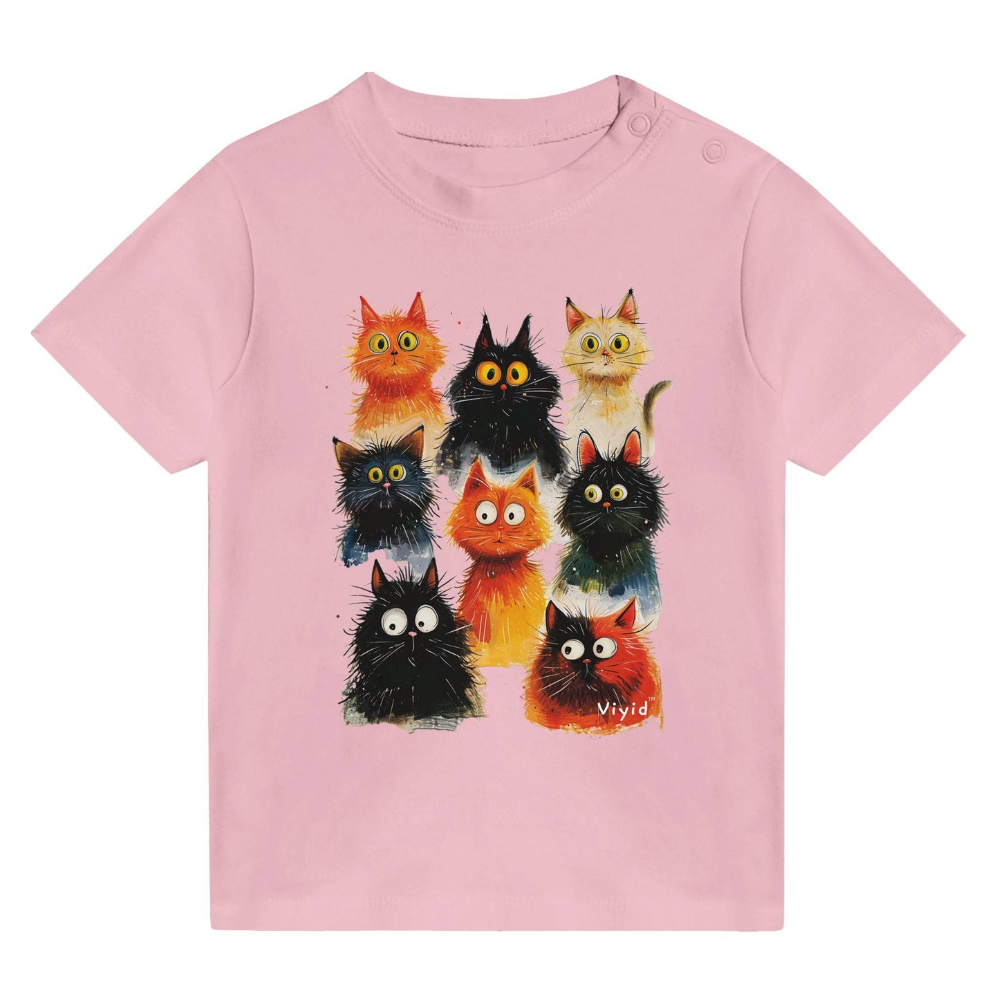 funky cats baby t-shirt pink