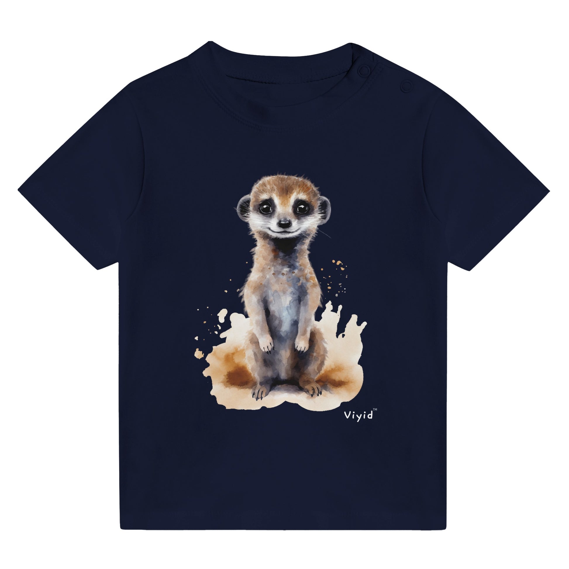 standing meerkat baby t-shirt navy