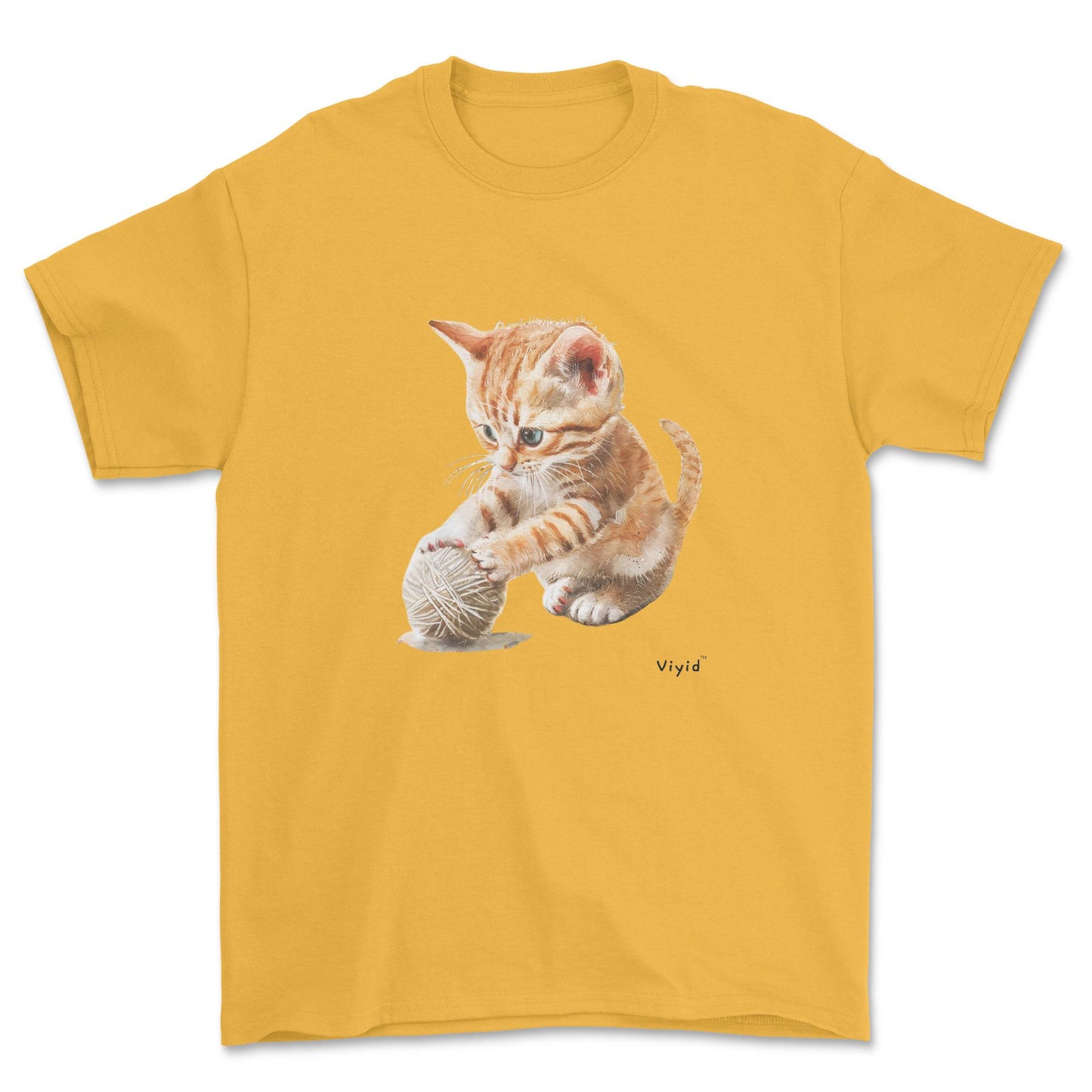 British shorthair cat playing yarn adult t-shirt gold