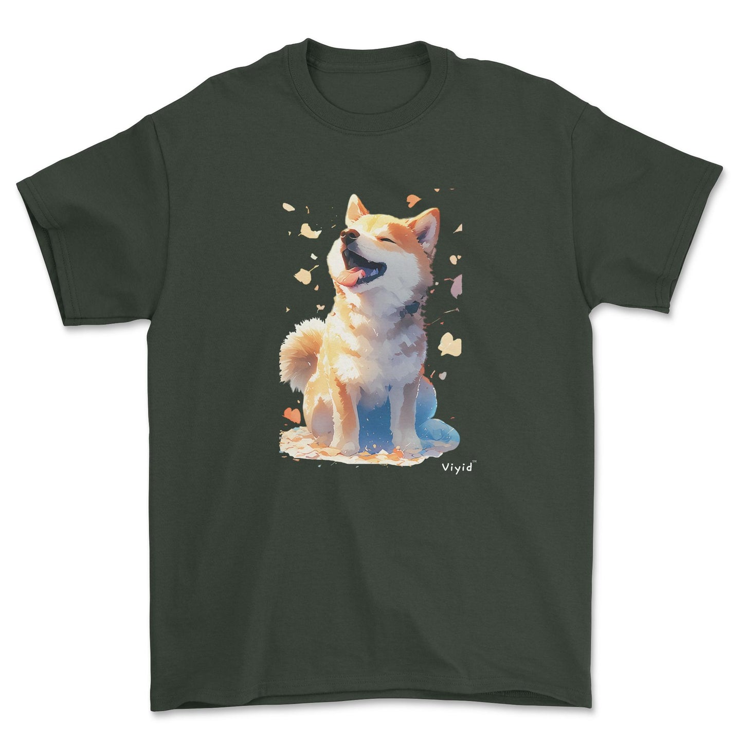 Japanese Shiba Inu adult t-shirt forest green