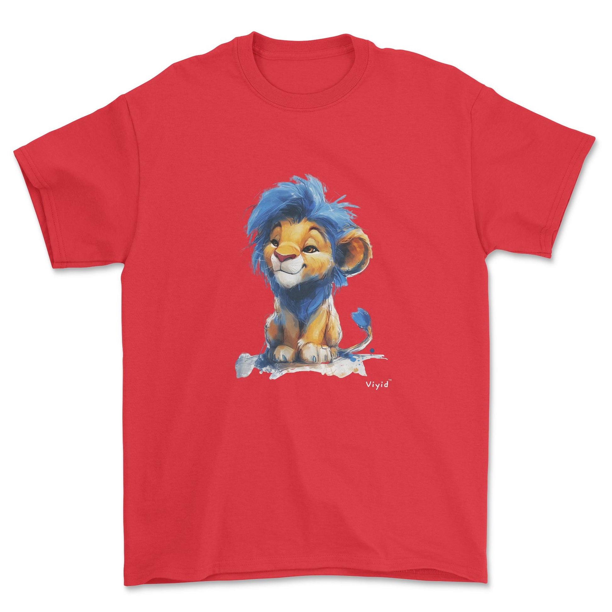 Blue mane lion adult t-shirt red