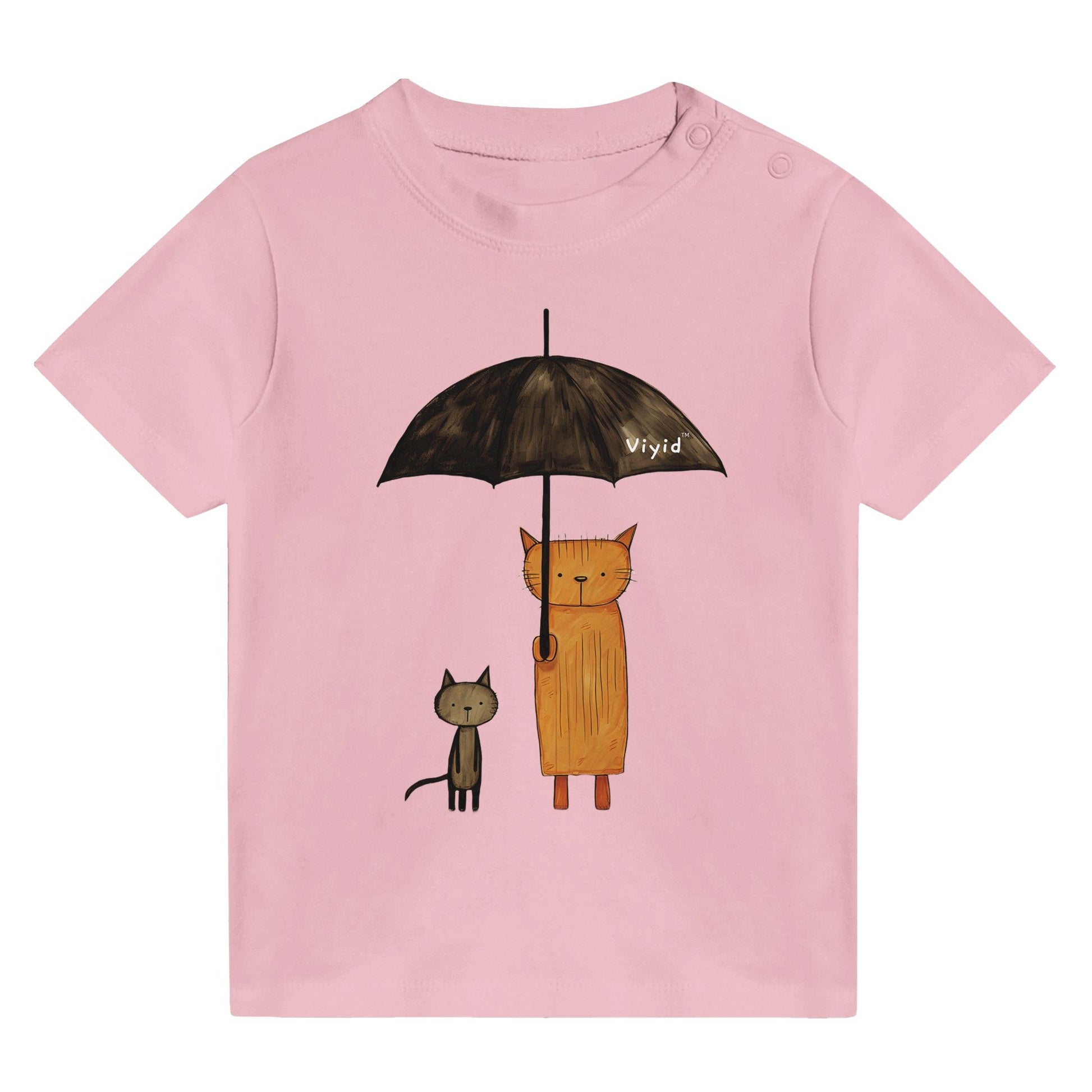 abstract cats with umbrella baby t-shirt pink