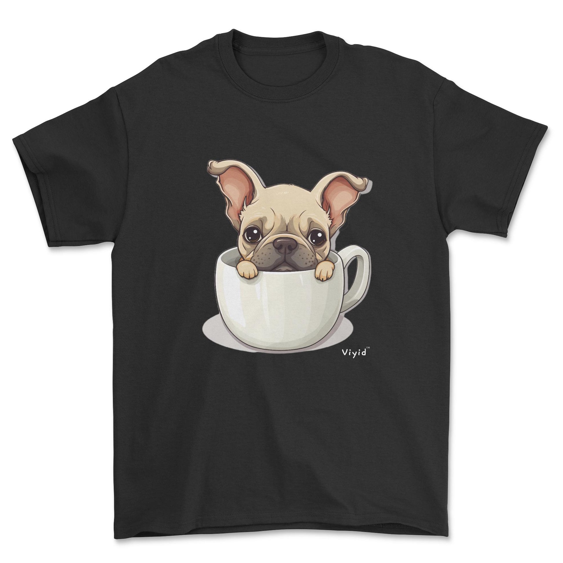 french bulldog in a cup adult t-shirt black