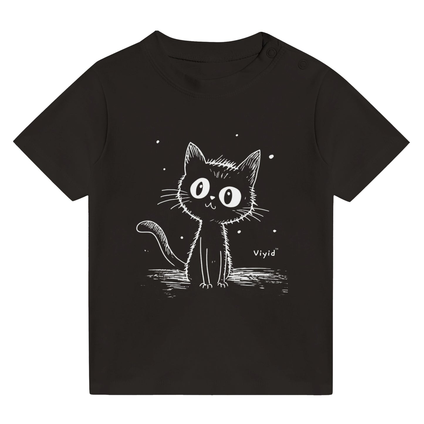 cat sketch baby t-shirt black