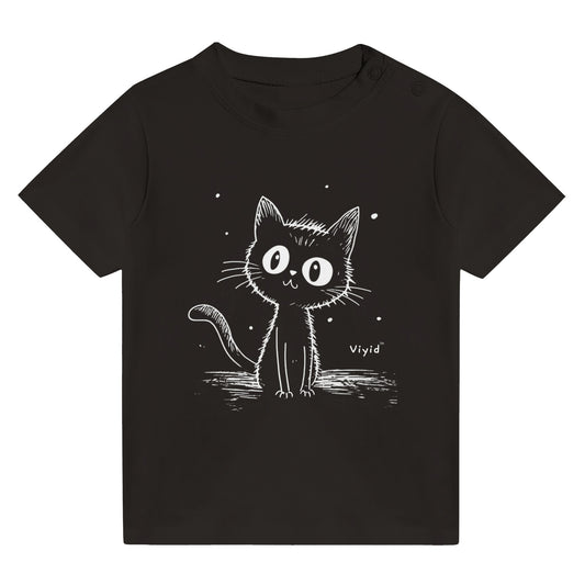 cat sketch baby t-shirt black