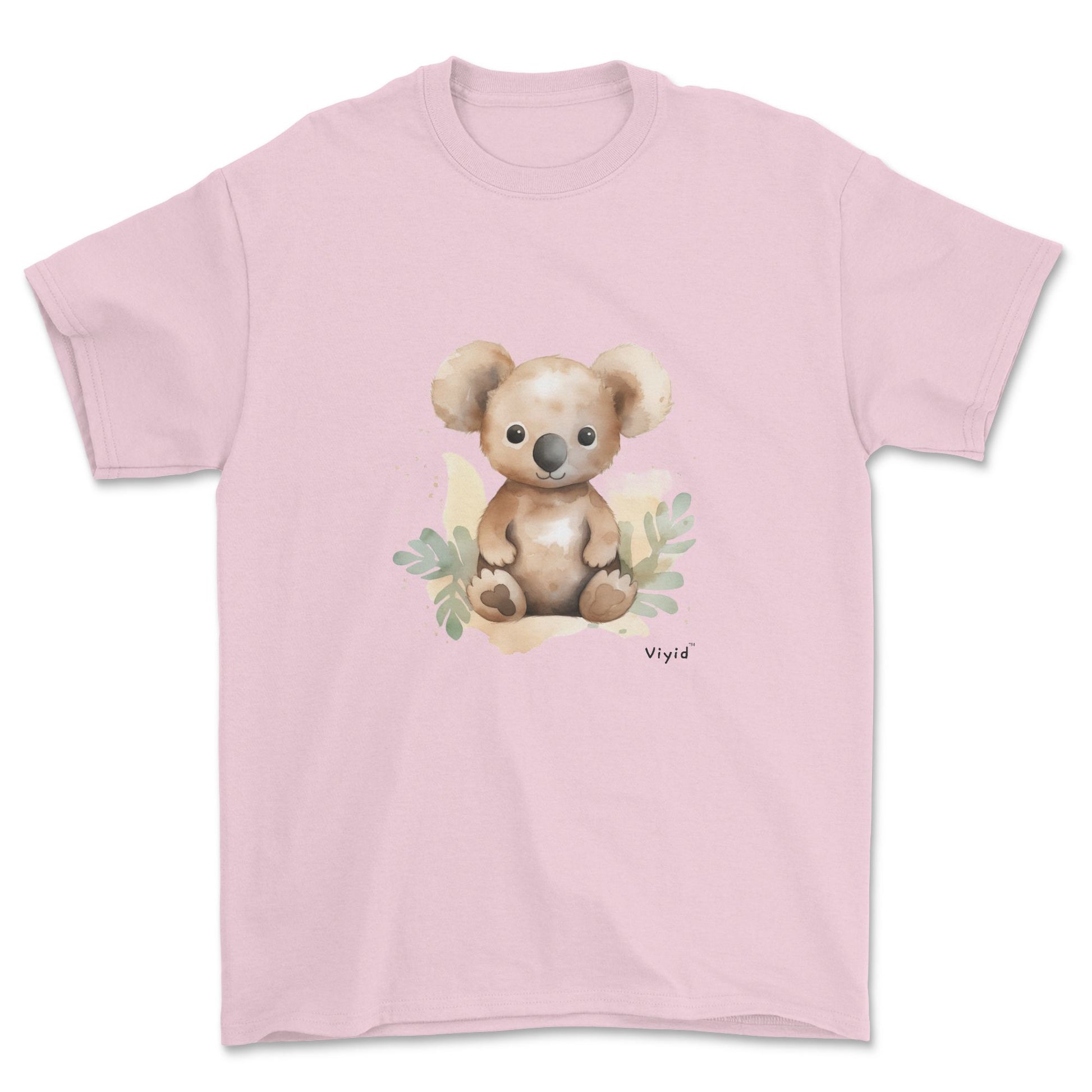 brown koala youth t-shirt light pink