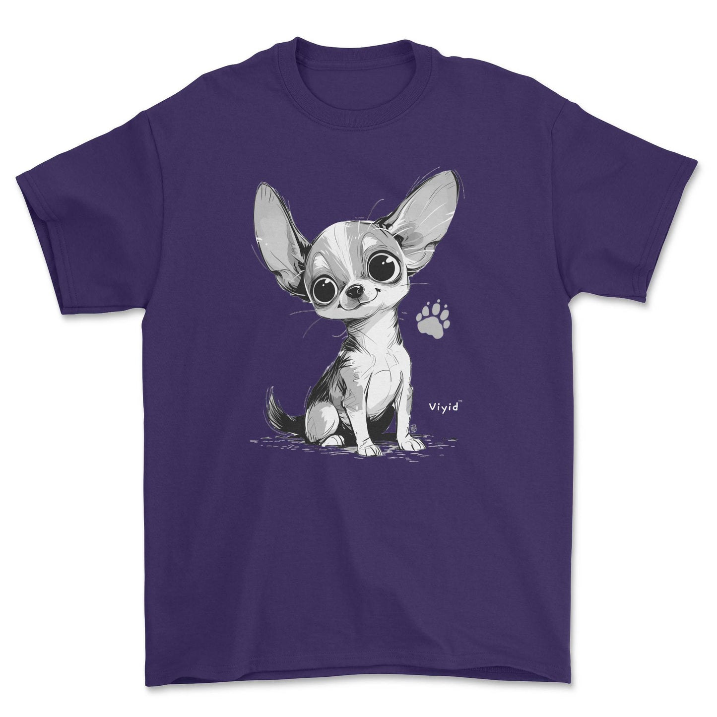 paw print chihuahua youth t-shirt purple