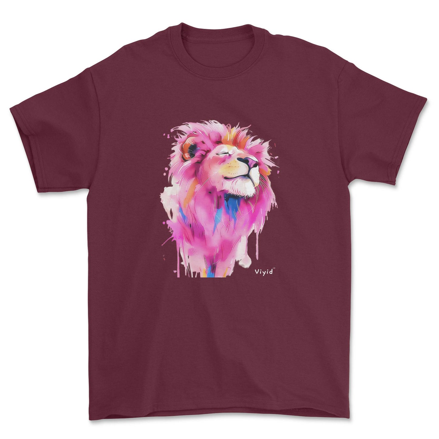 pink mane lion adult t-shirt maroon