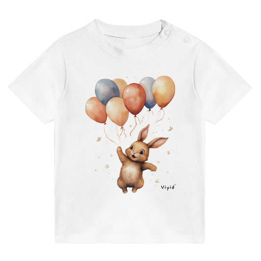 bunny with balloons baby t-shirt white