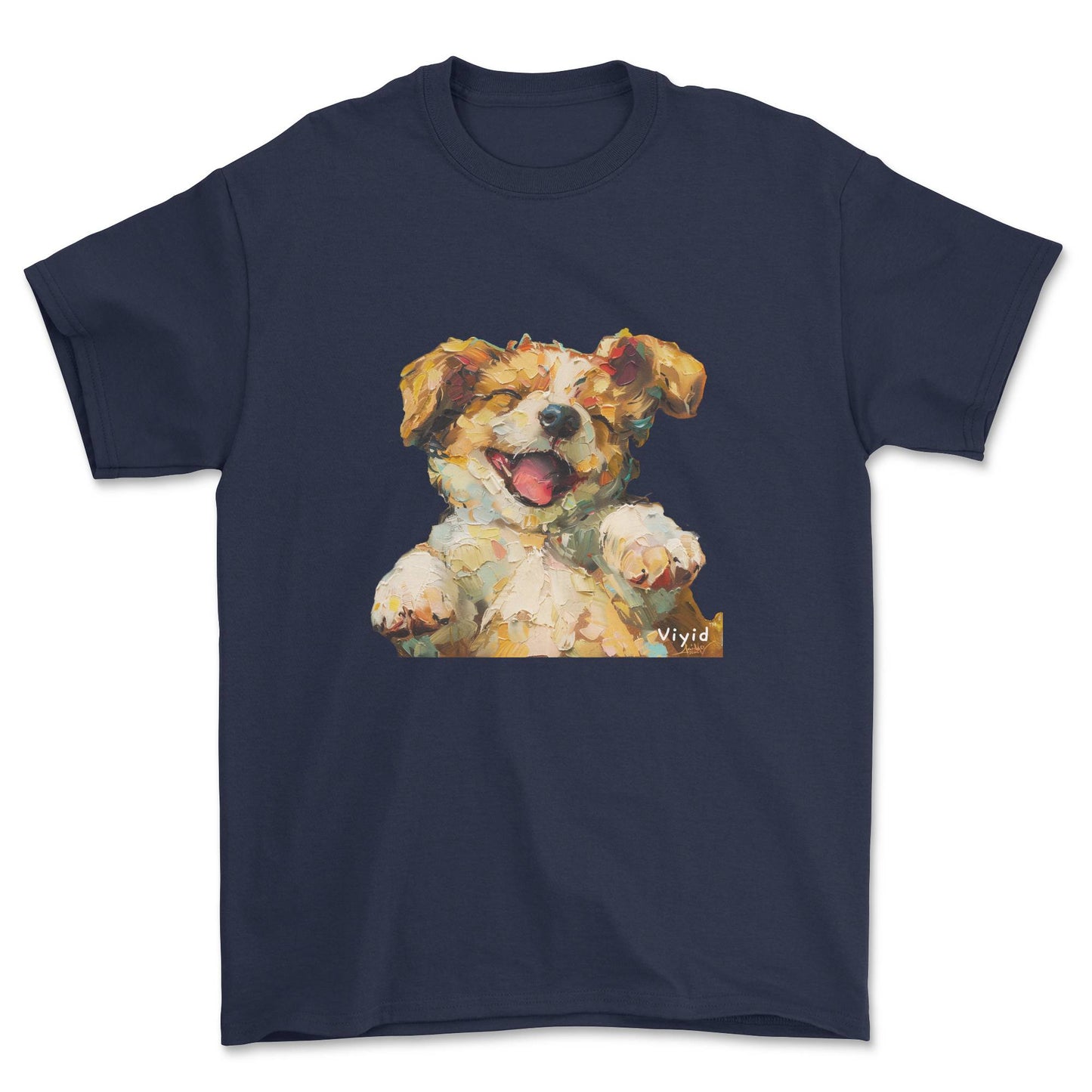 oil painting puppy youth t-shirt navy