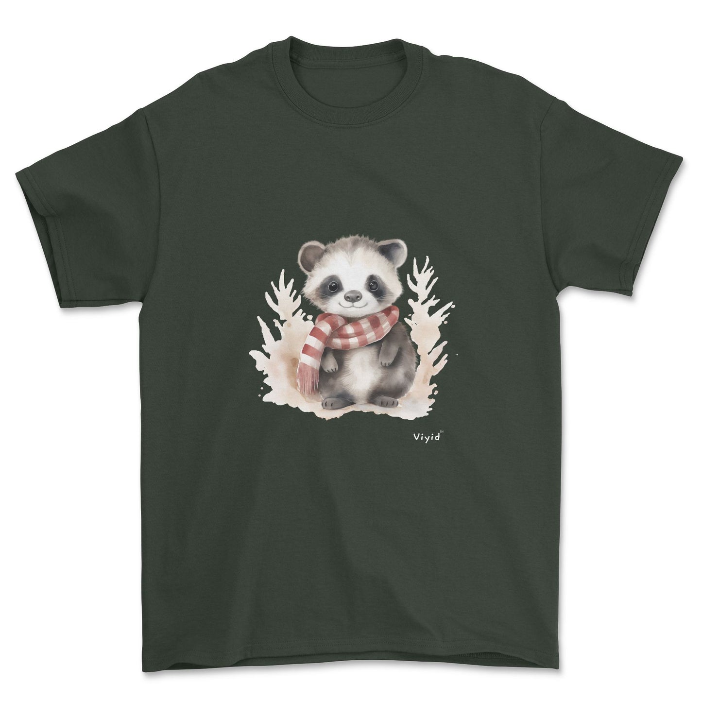 badger with scarf adult t-shirt forest green