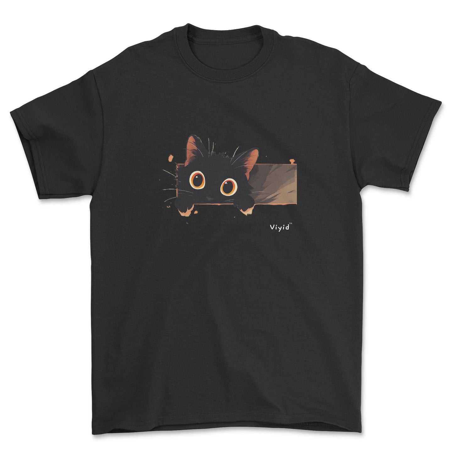 Peeping black cat youth t-shirt black