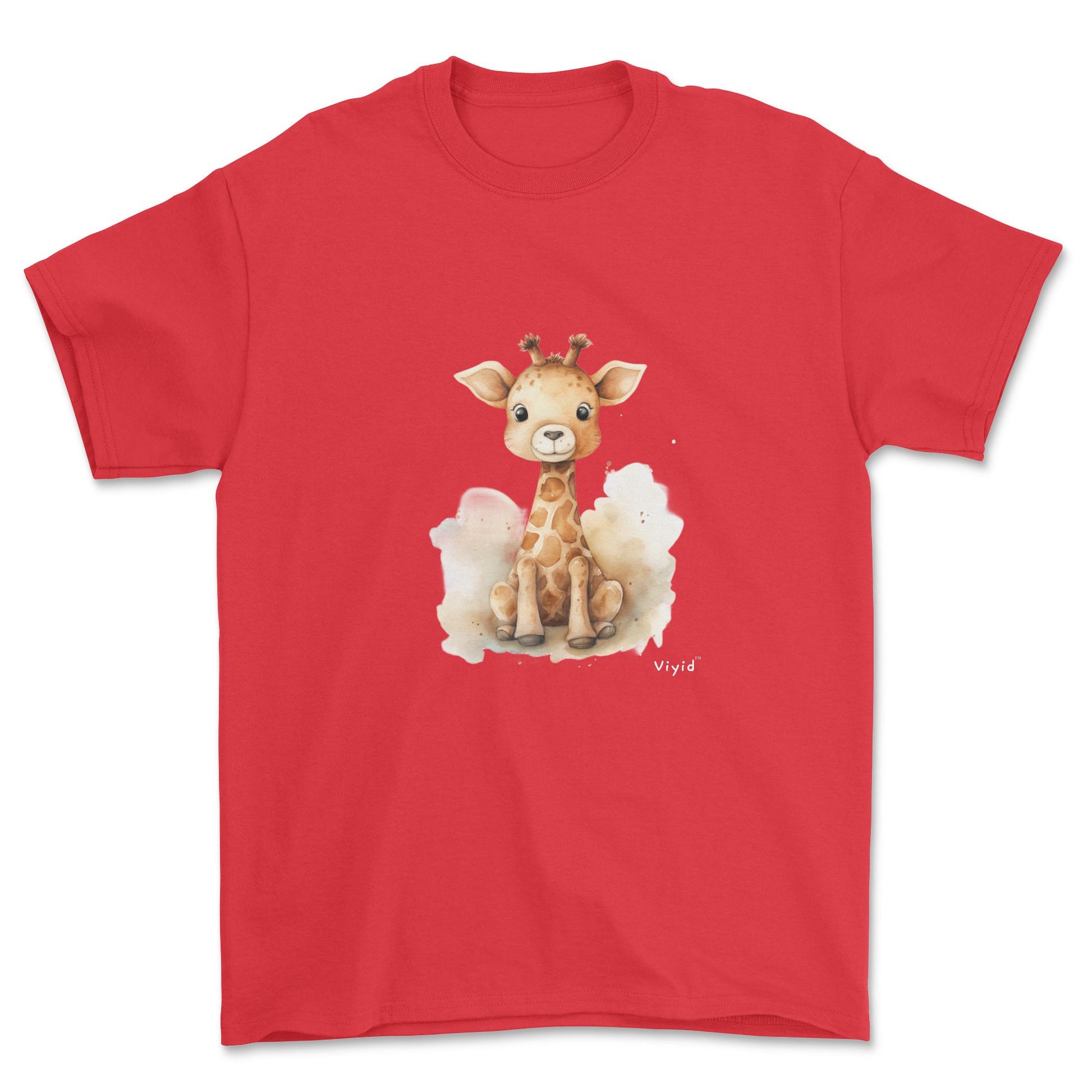 baby giraffe adult t-shirt red