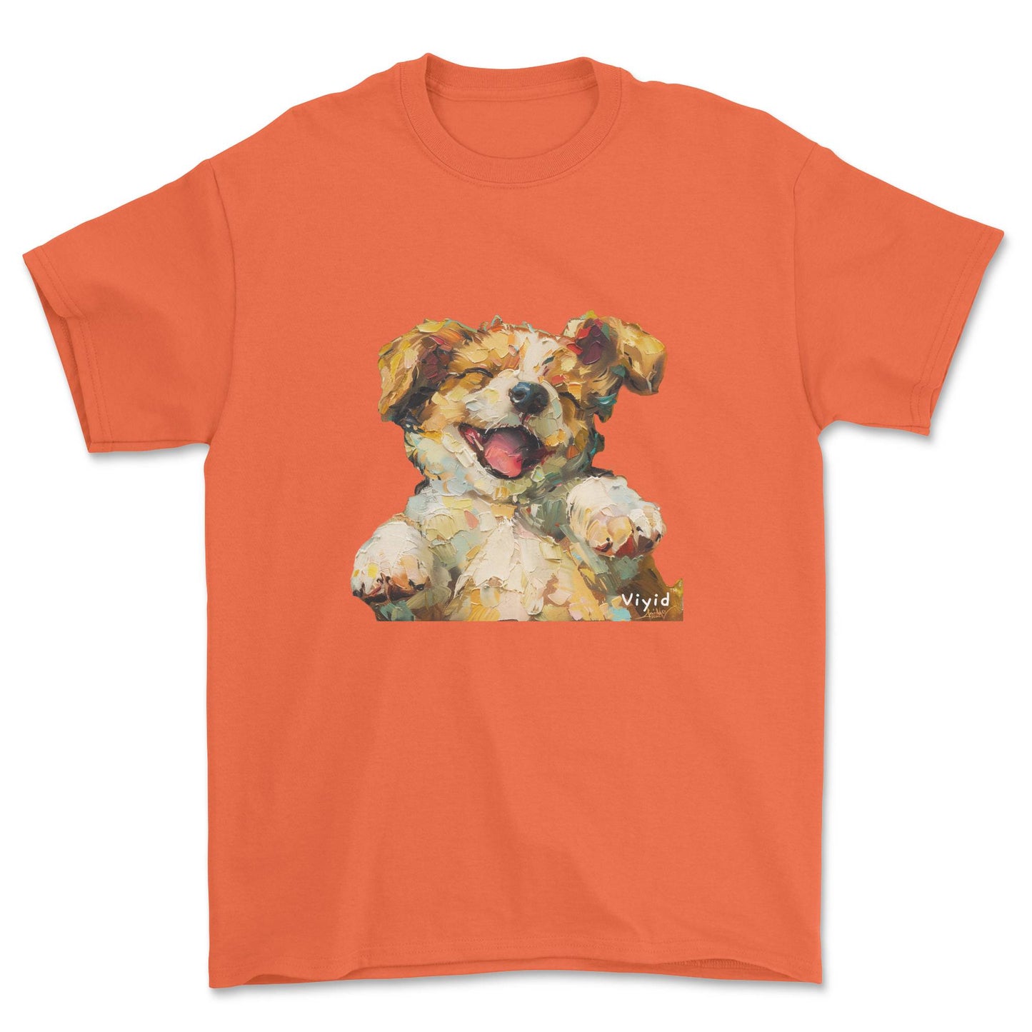 oil painting puppy adult t-shirt orange