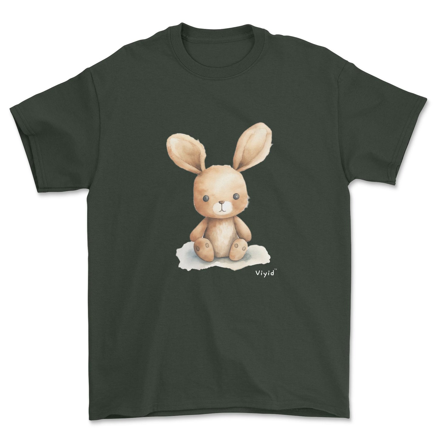 cute rabbit adult t-shirt forest green