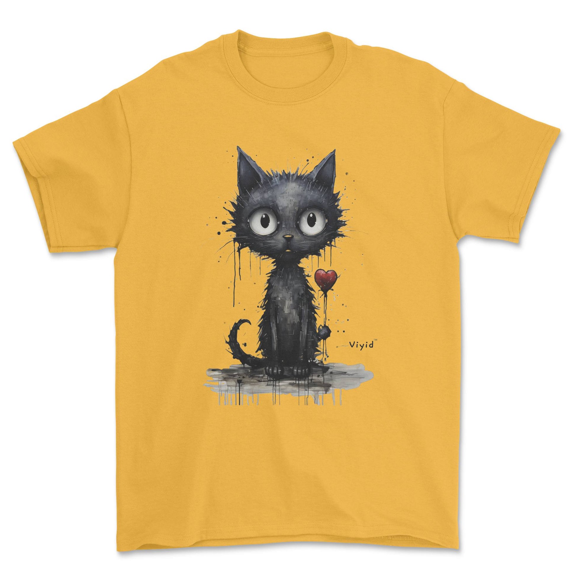 expressionism black cat adult t-shirt gold