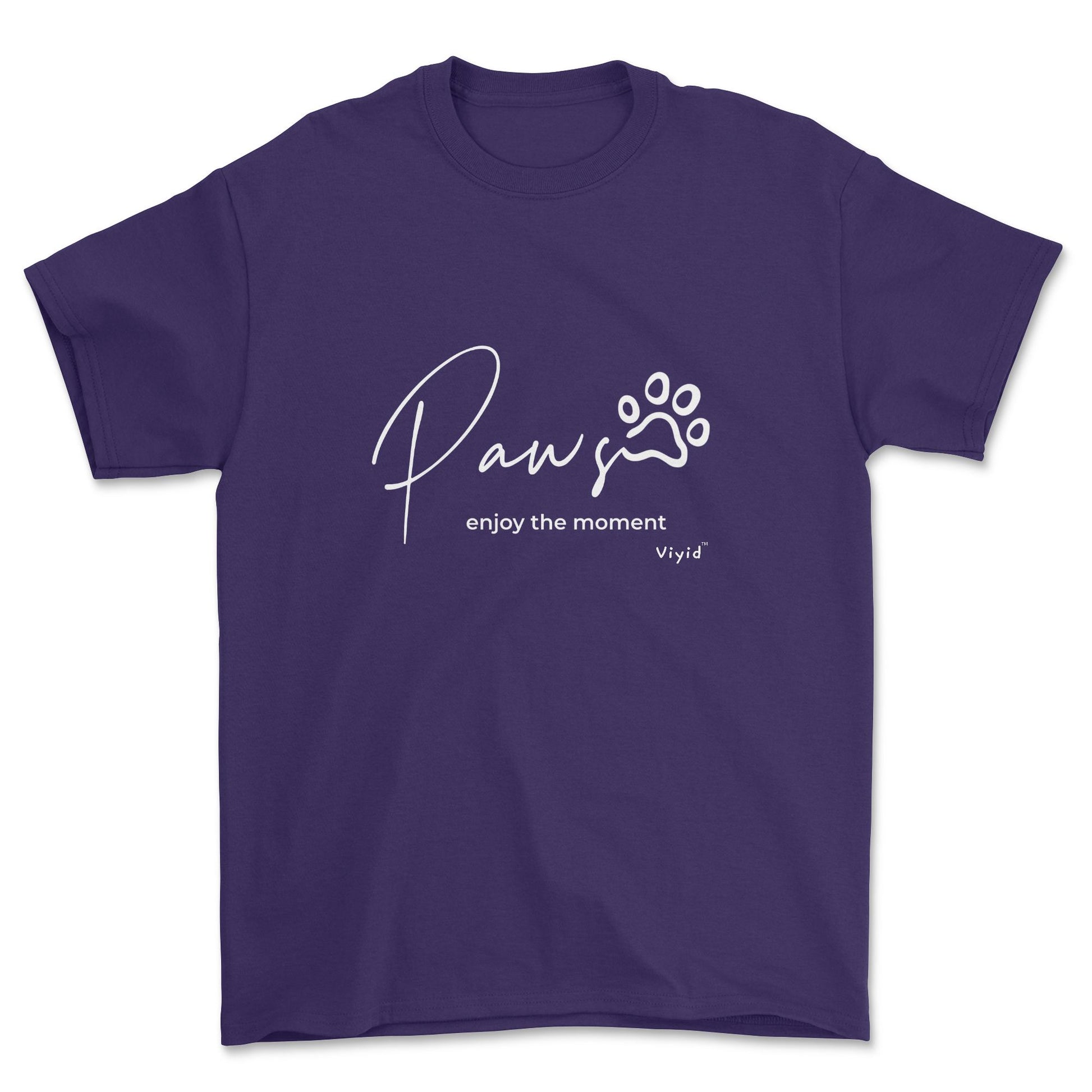 paws enjoy the moment adult t-shirt purple