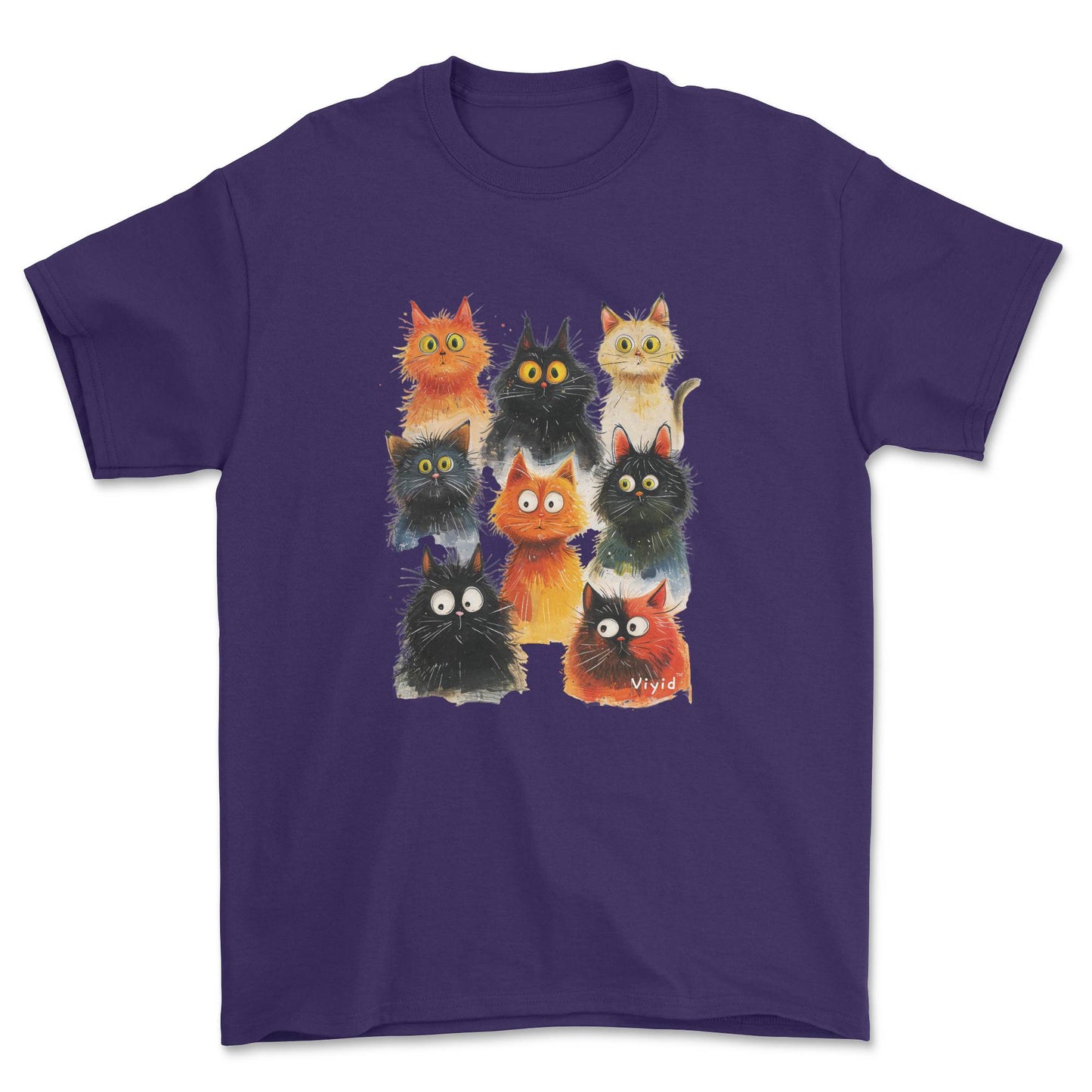 funky cats youth t-shirt purple