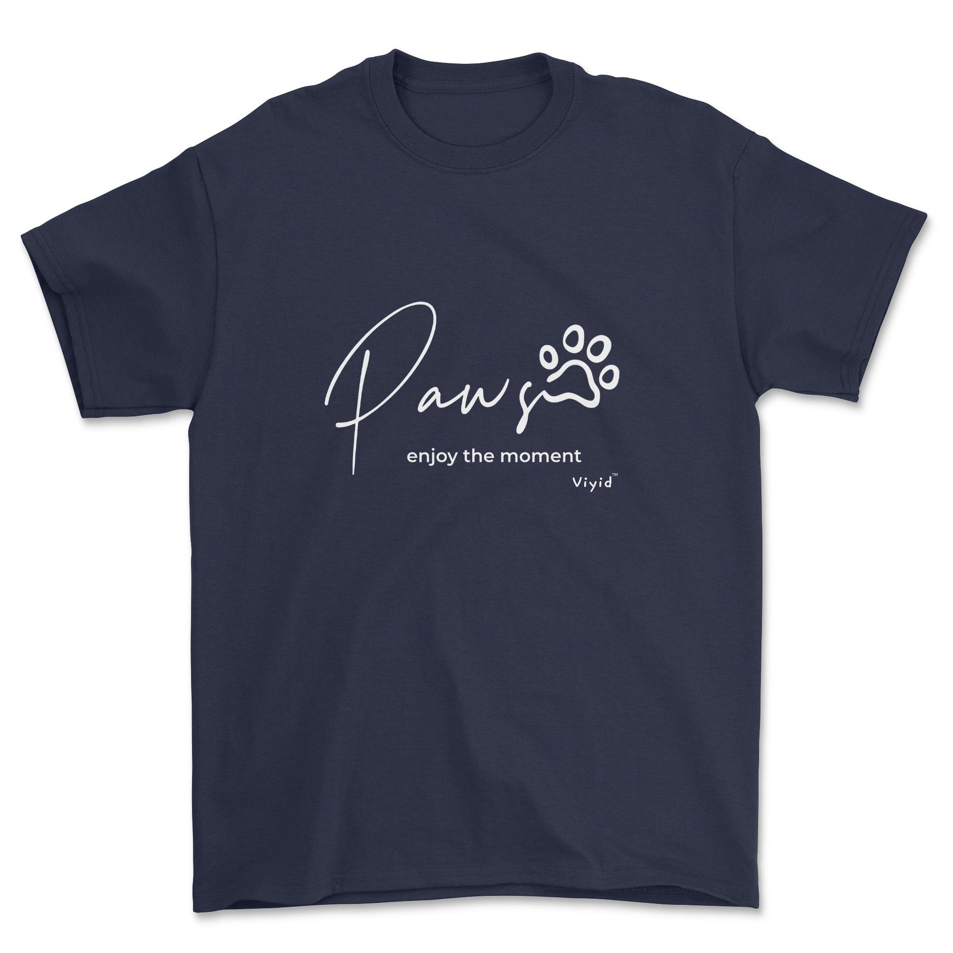 paws enjoy the moment adult t-shirt navy