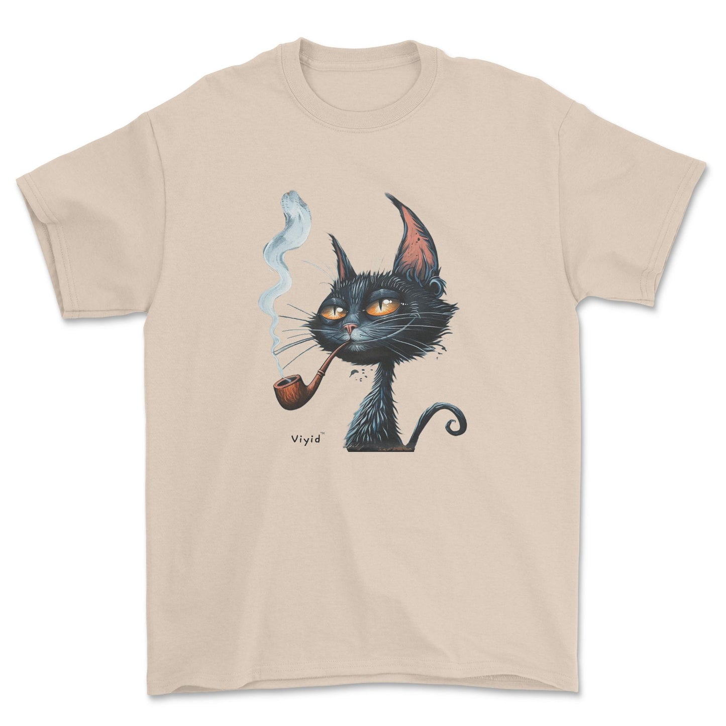 pipe smoking cat adult t-shirt sand