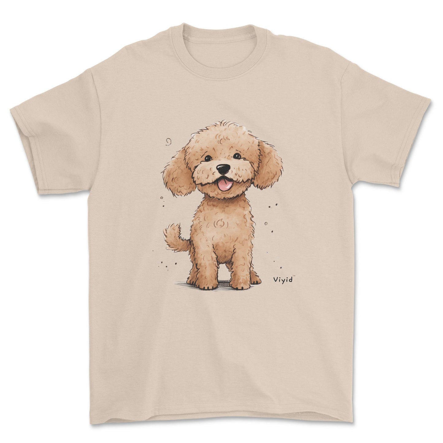 brown poodle adult t-shirt sand