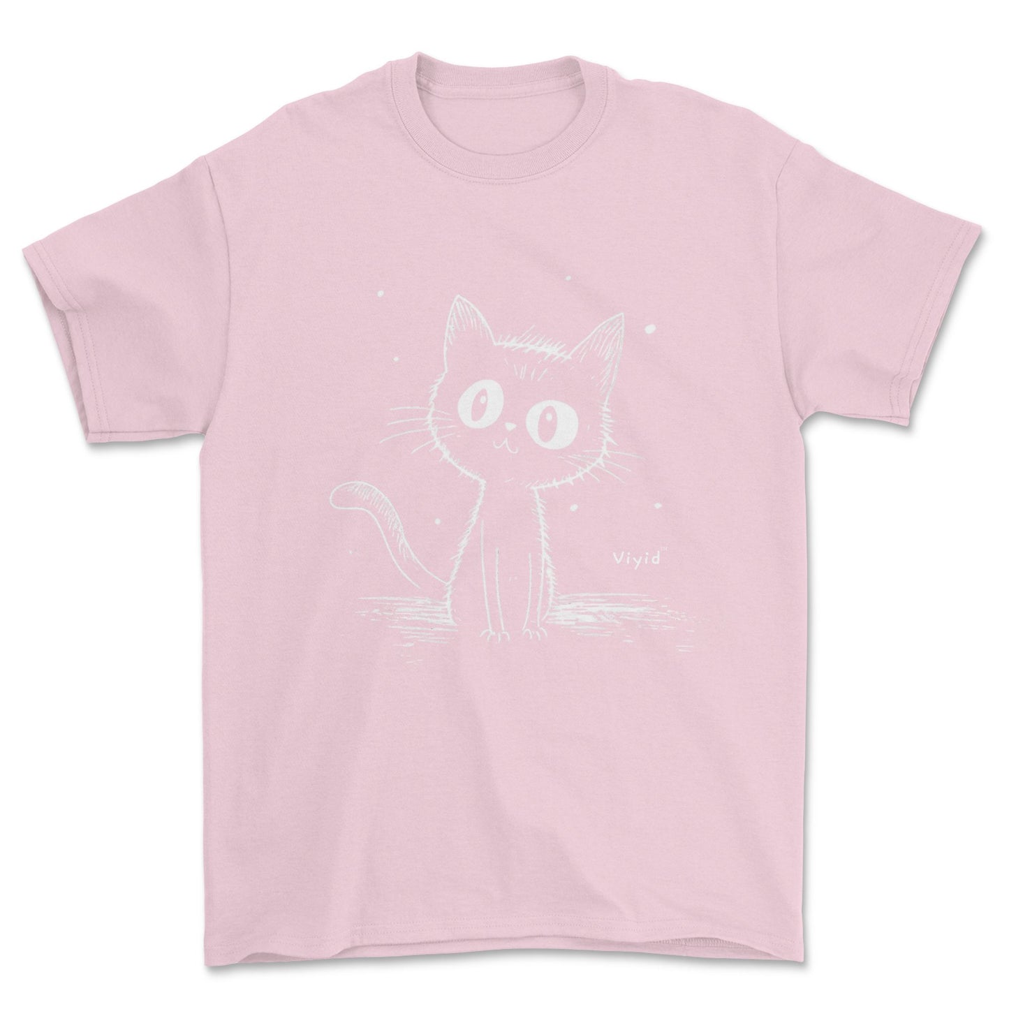 cat sketch youth t-shirt light pink