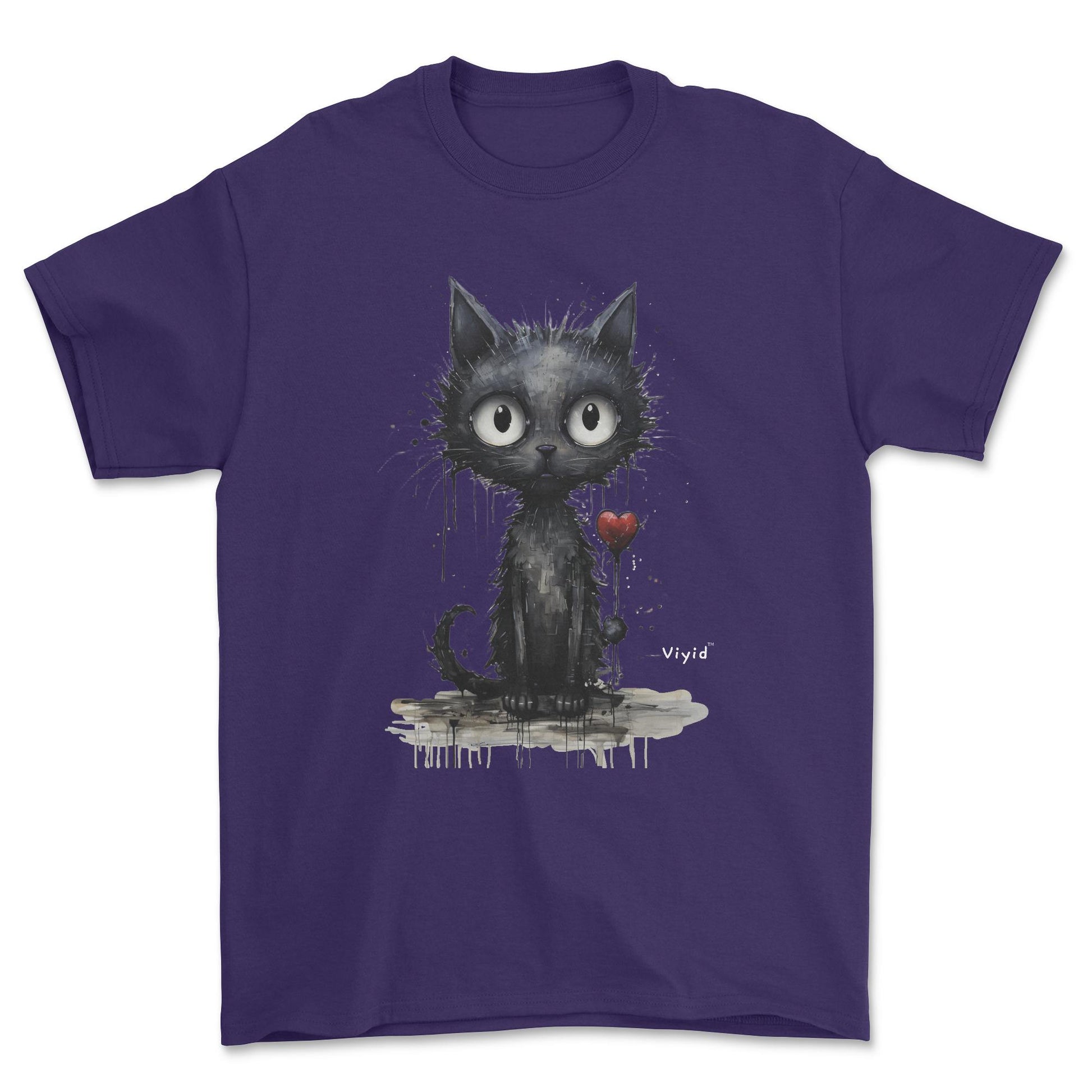 expressionism black cat adult t-shirt purple
