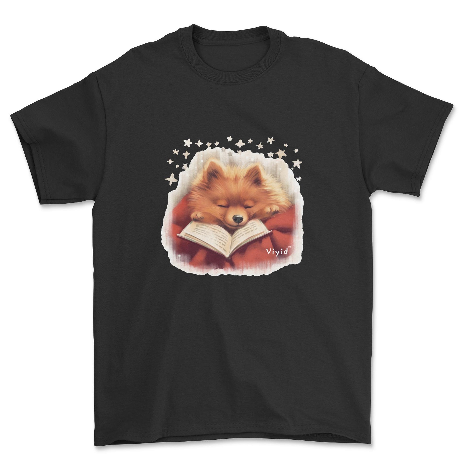 sleeping Pomeranian adult t-shirt black