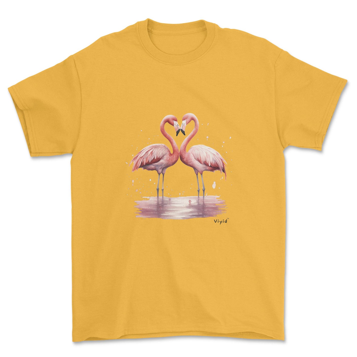 flamingo love adult t-shirt gold