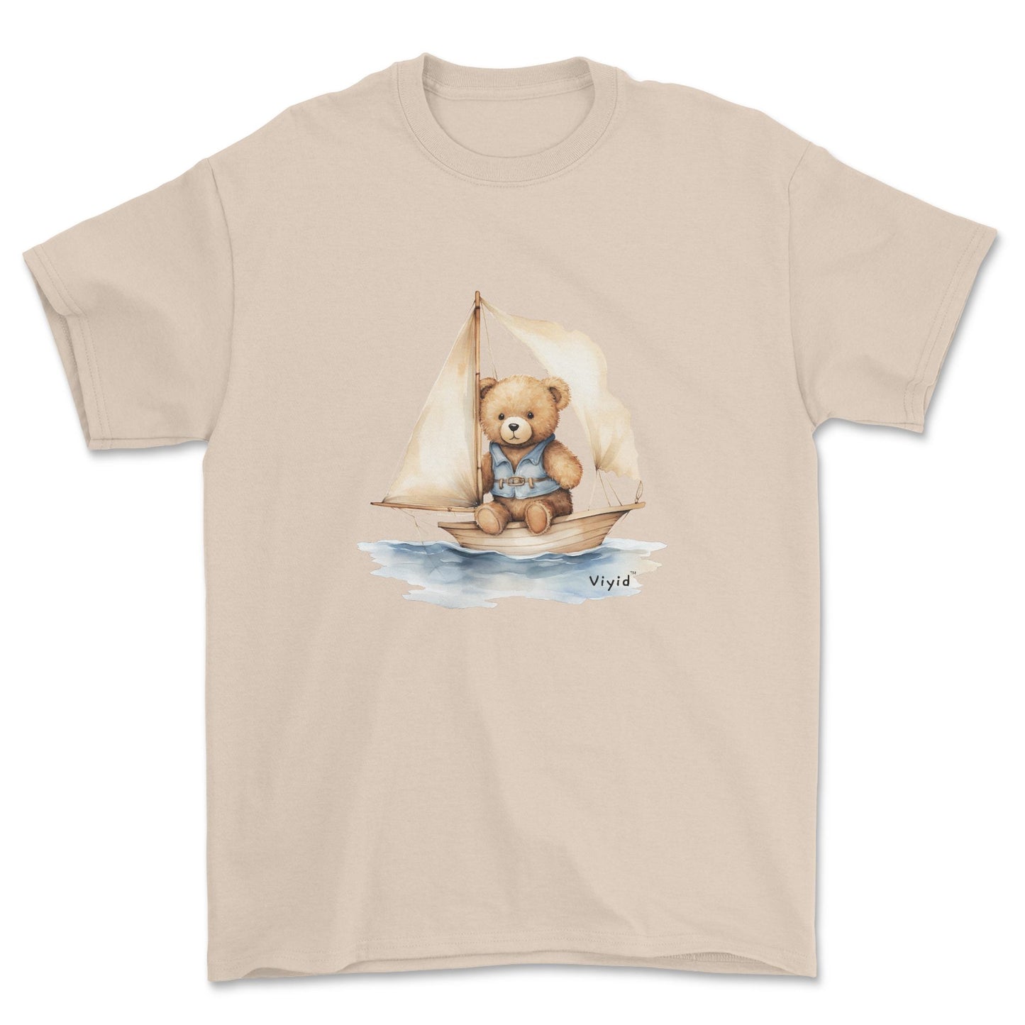 bear on boat adult t-shirt sand