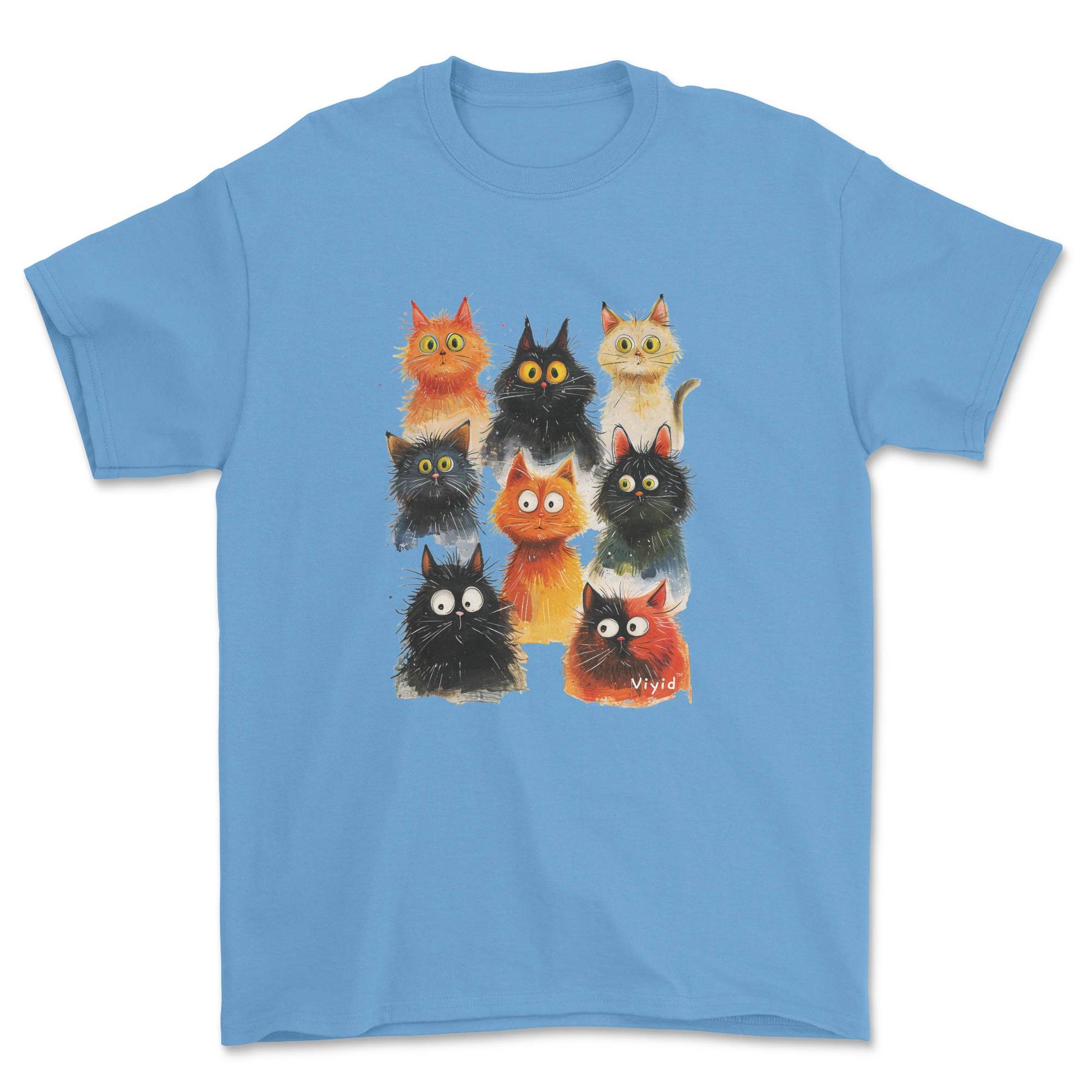 funky cats adult t-shirt carolina blue