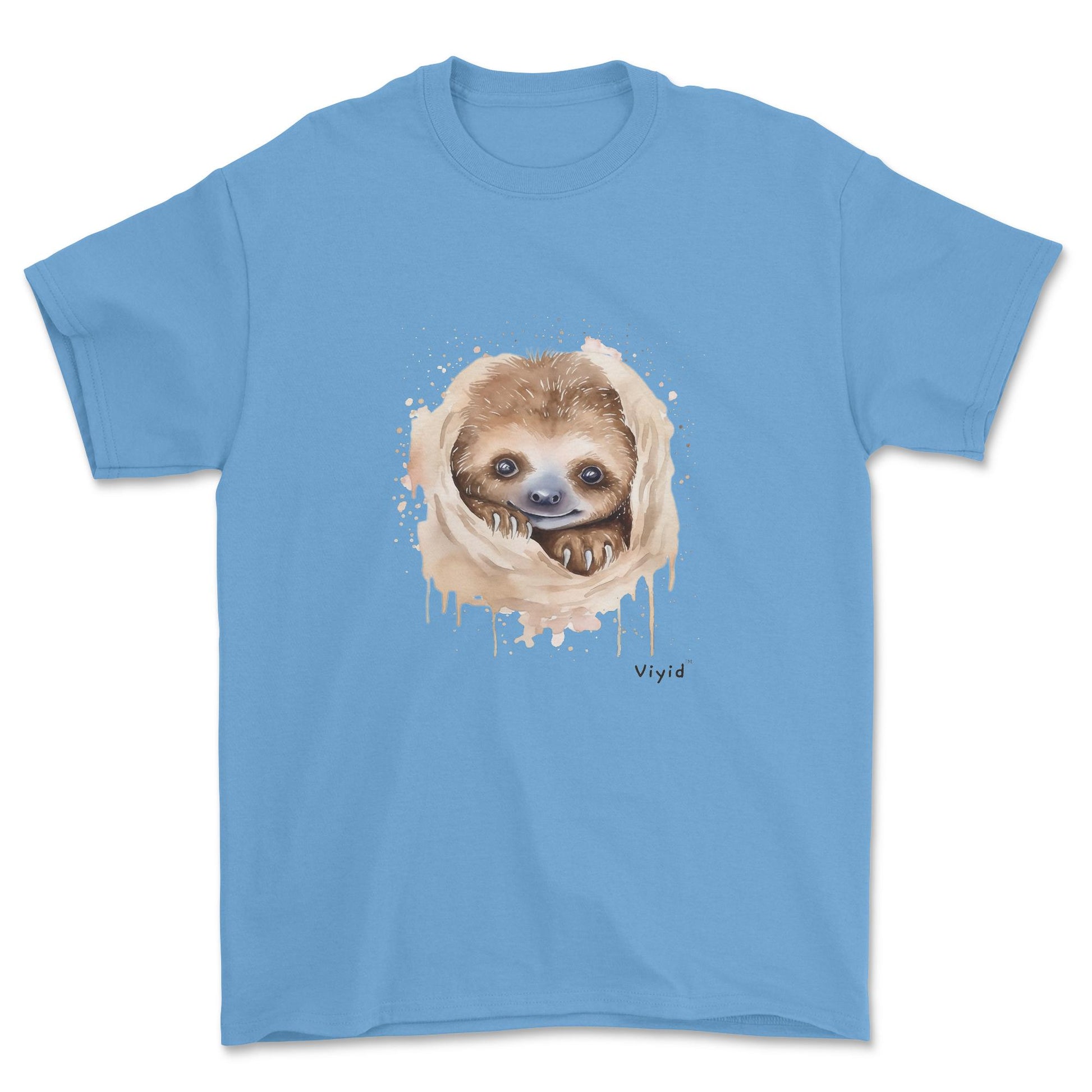 hiding sloth adult t-shirt carolina blue