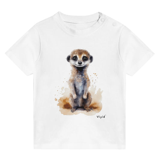 standing meerkat baby t-shirt white