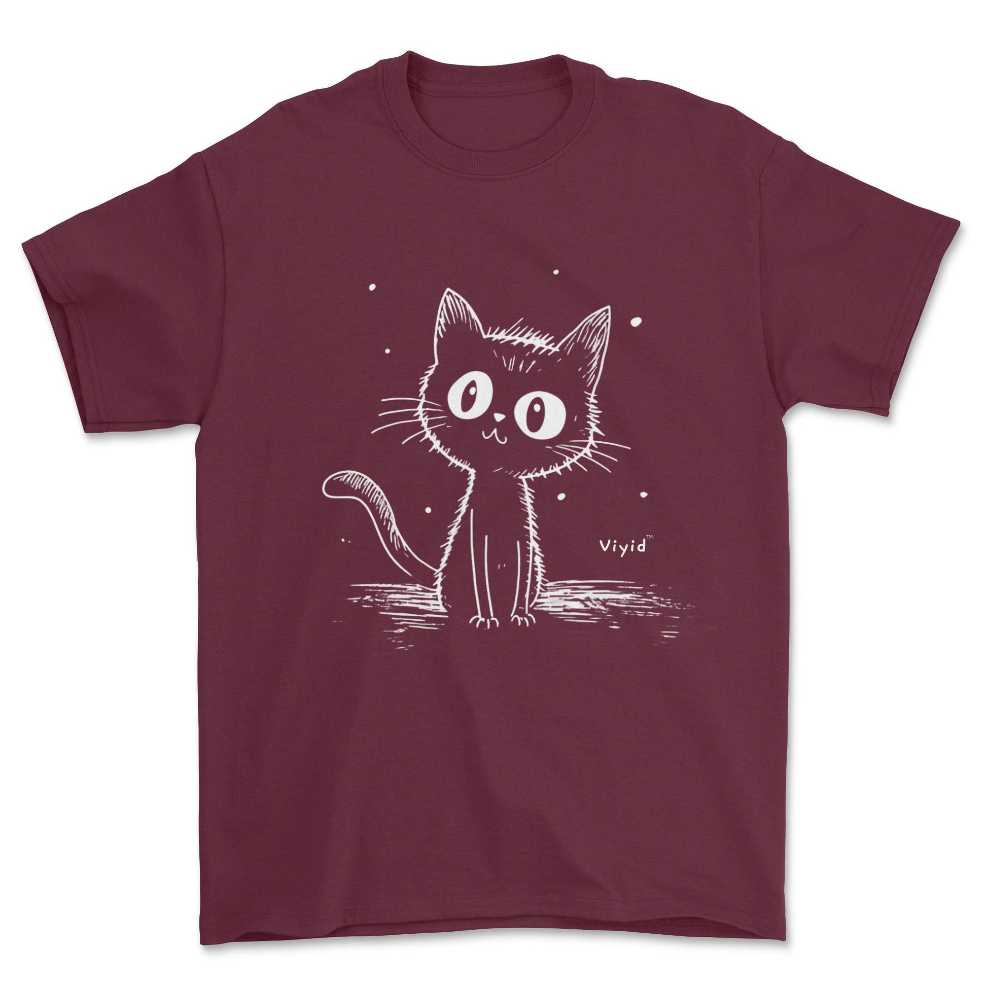 cat sketch adult t-shirt maroon