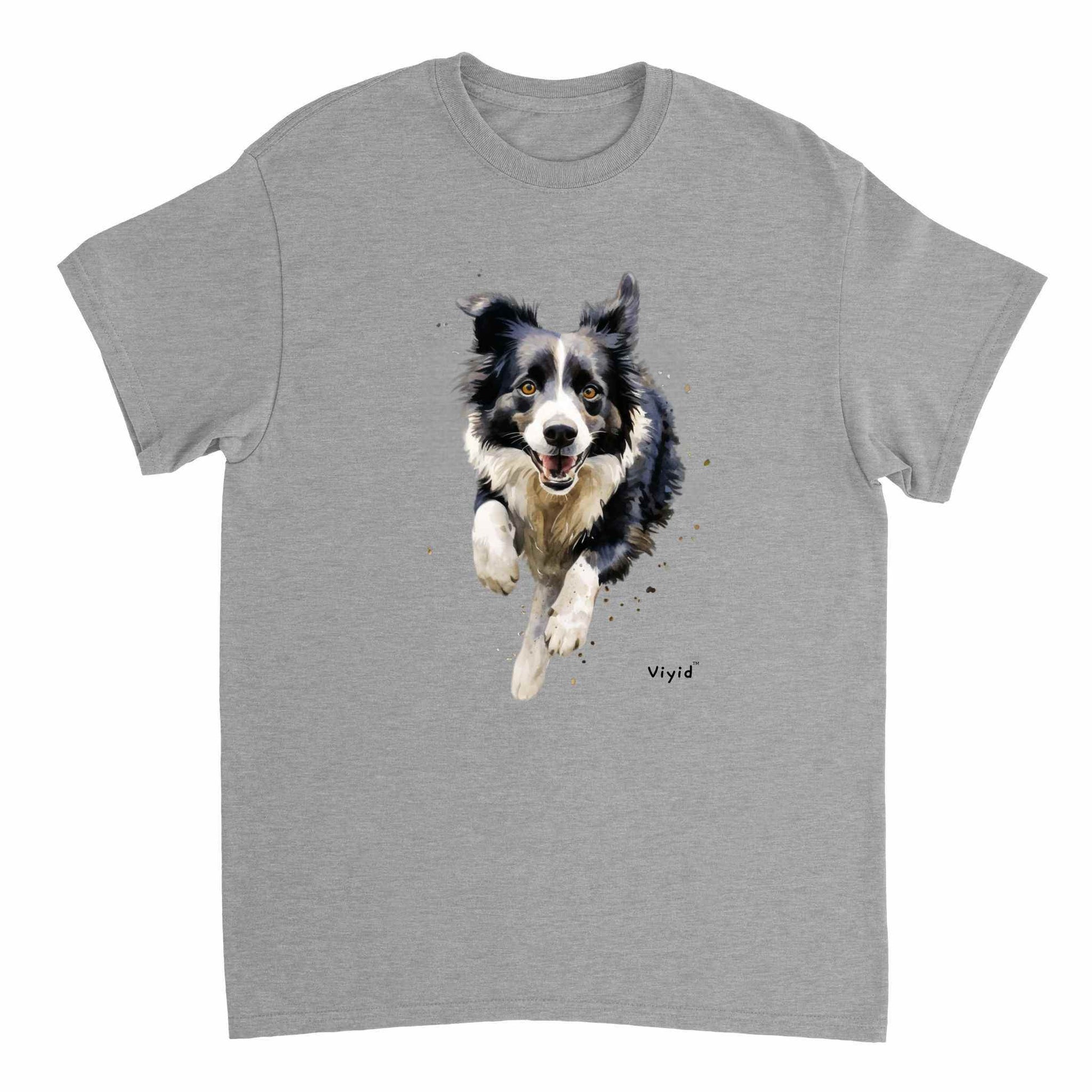 running Border Collie youth t-shirt sports grey