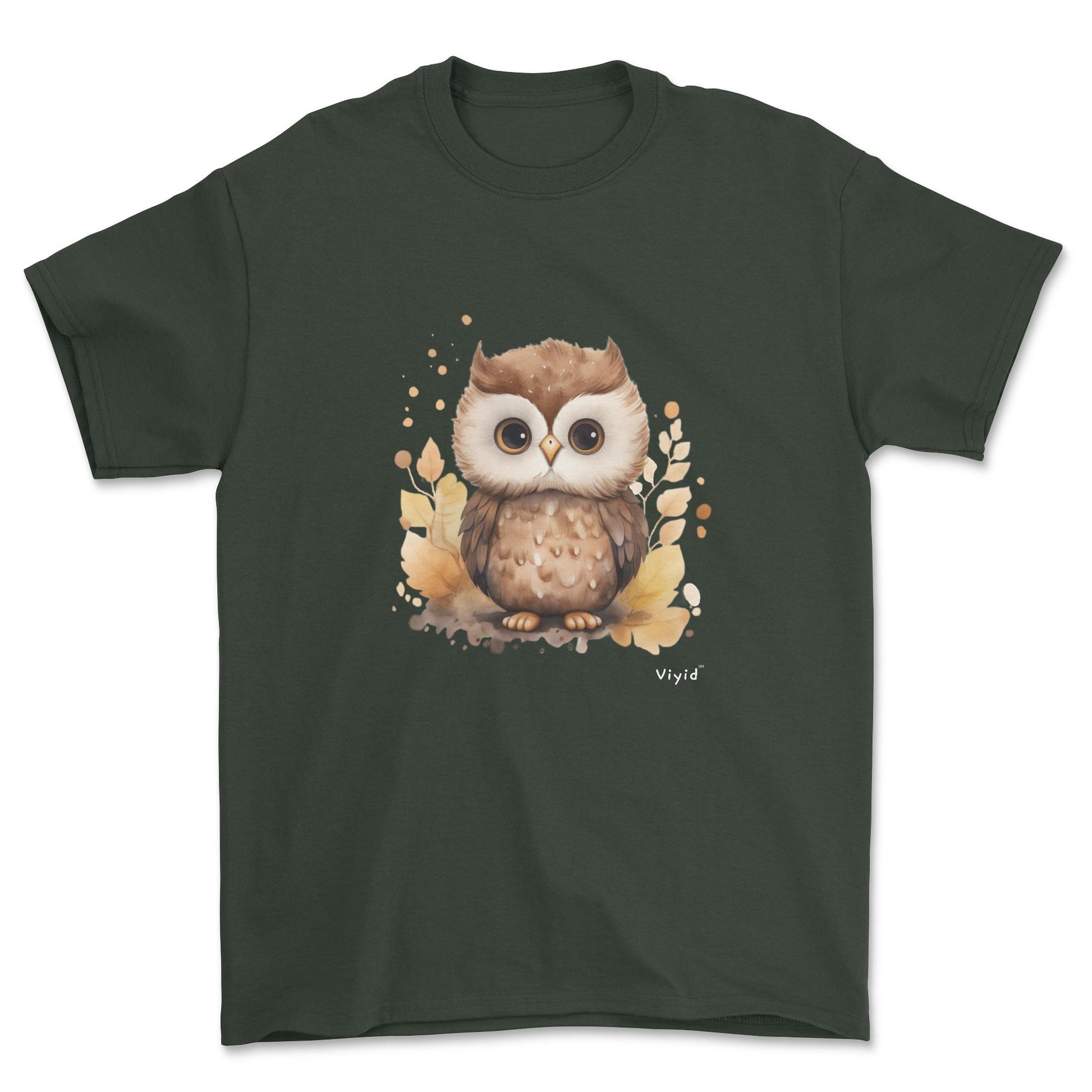 nocturnal owl youth t-shirt forest green
