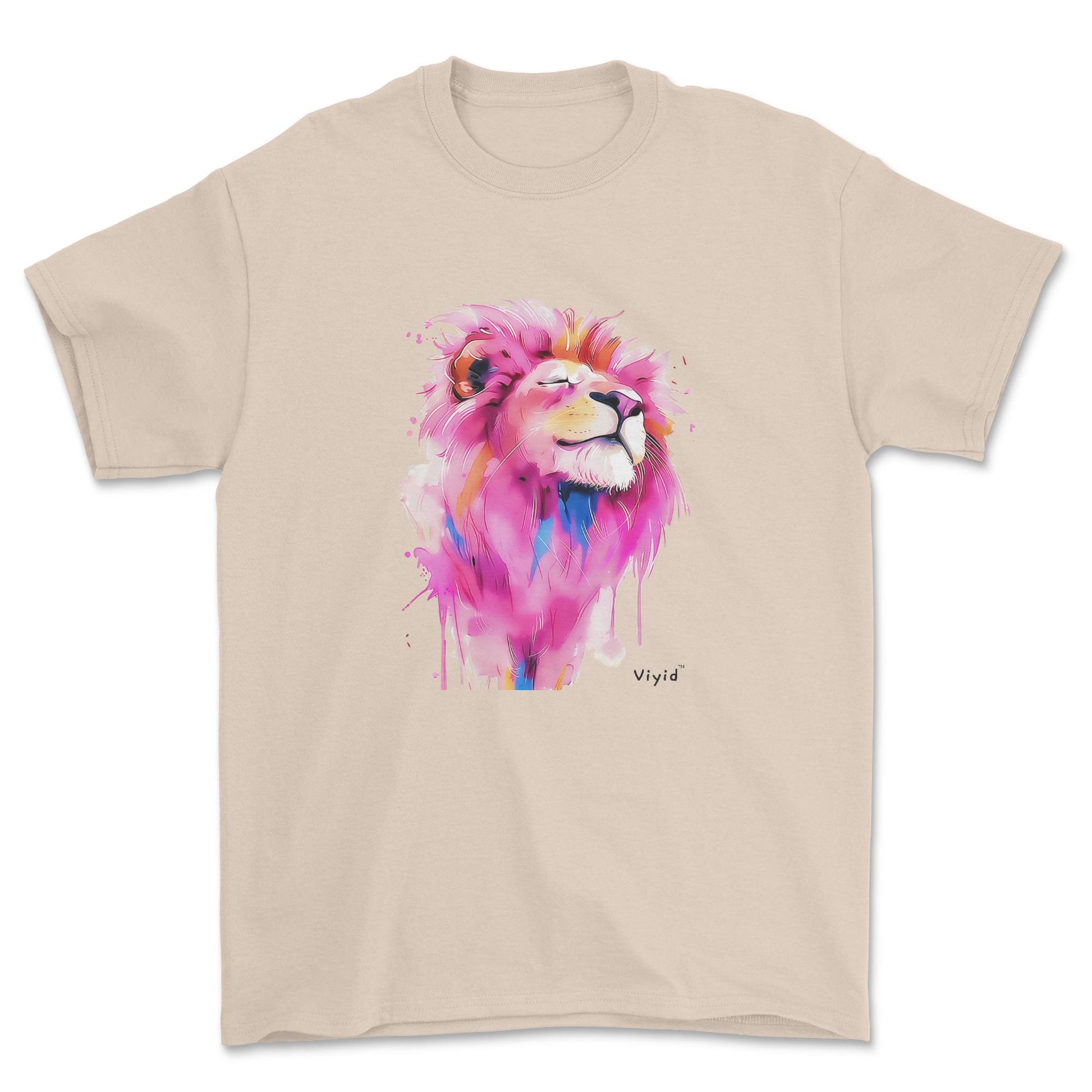 pink mane lion adult t-shirt sand