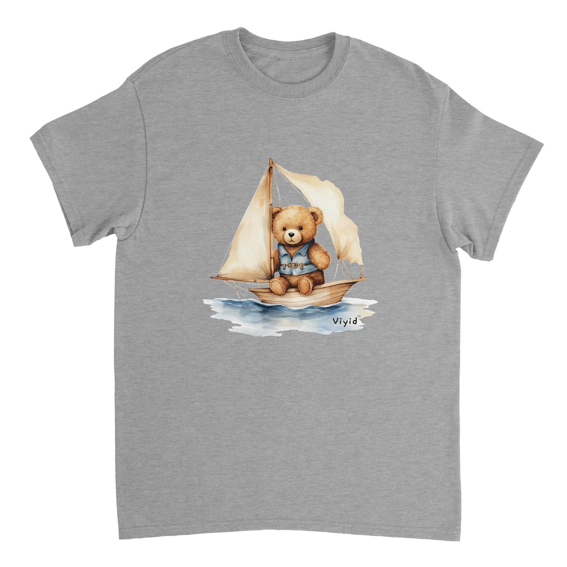 bear on boat adult t-shirt sports grey