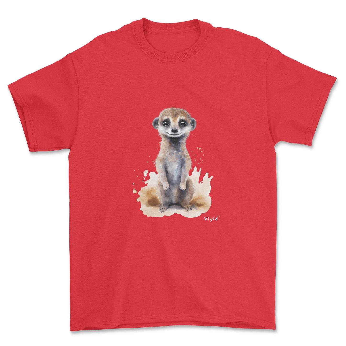 standing meerkat youth t-shirt red