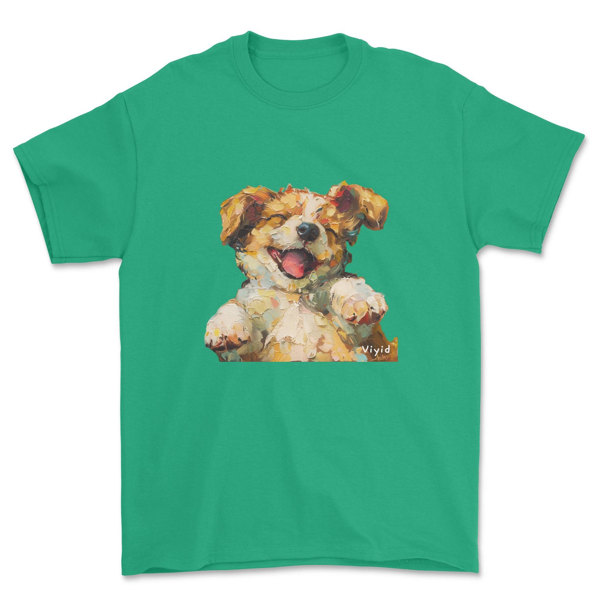 oil painting puppy youth t-shirt irish green