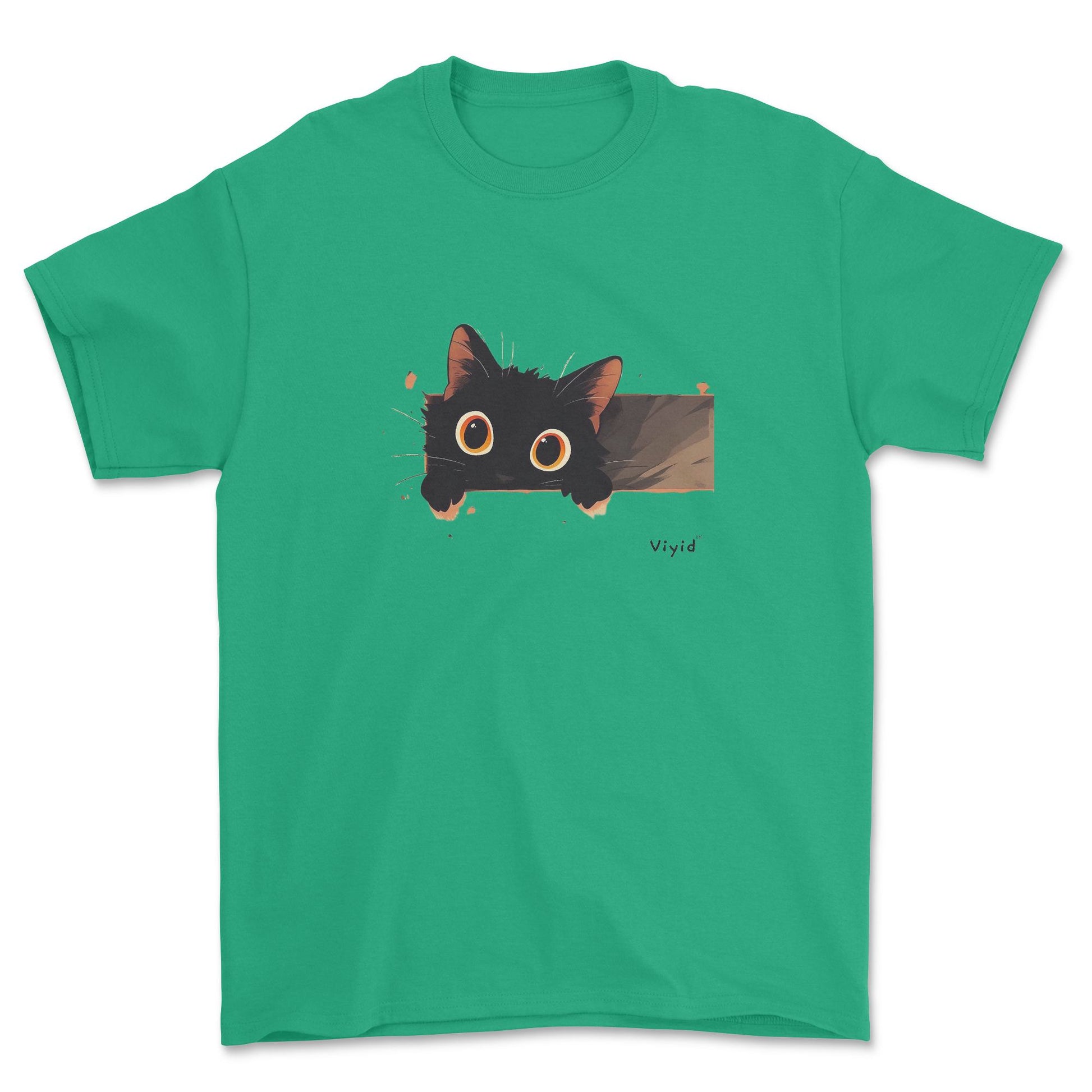 Peeping black cat adult t-shirt irish green.