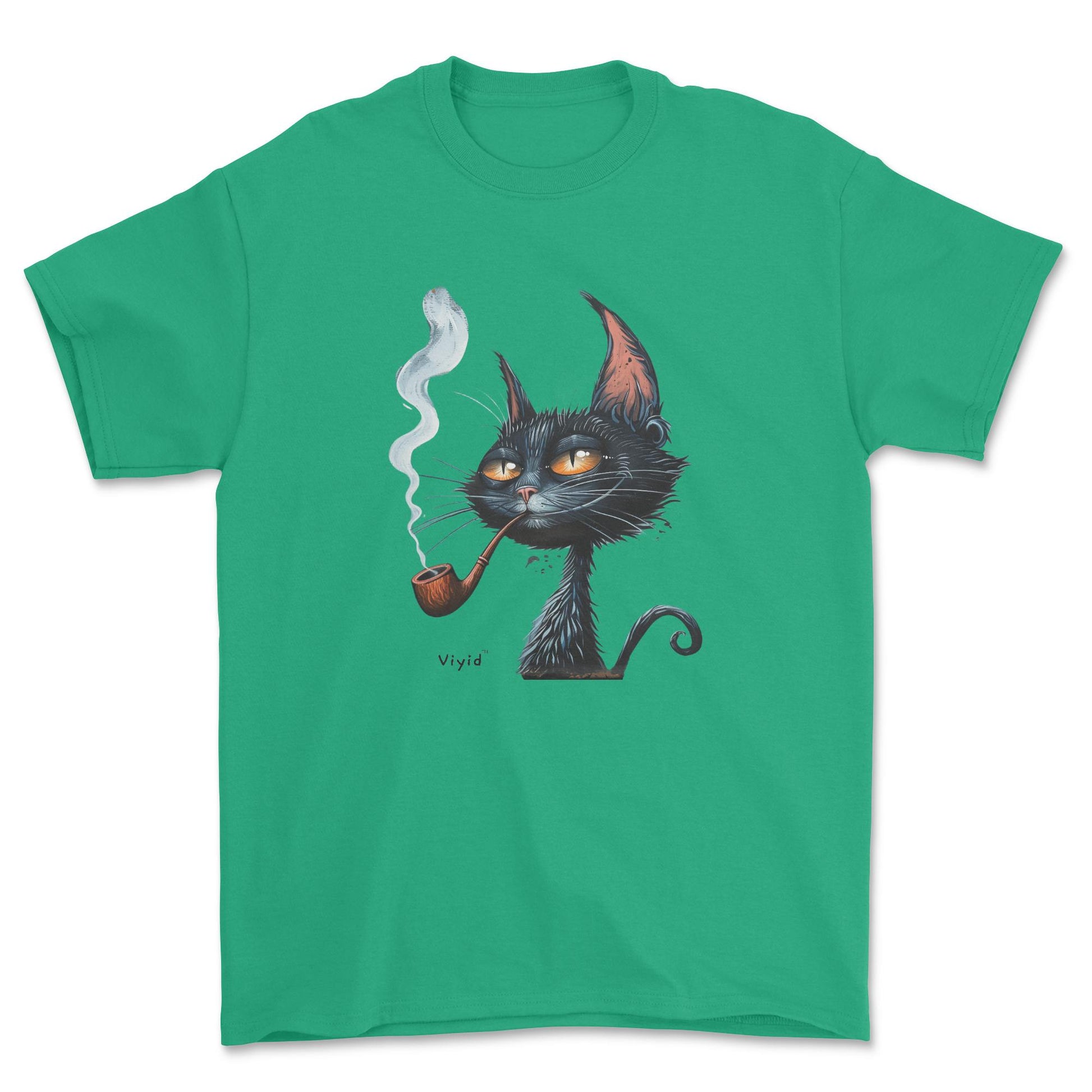 pipe smoking cat youth t-shirt irish green
