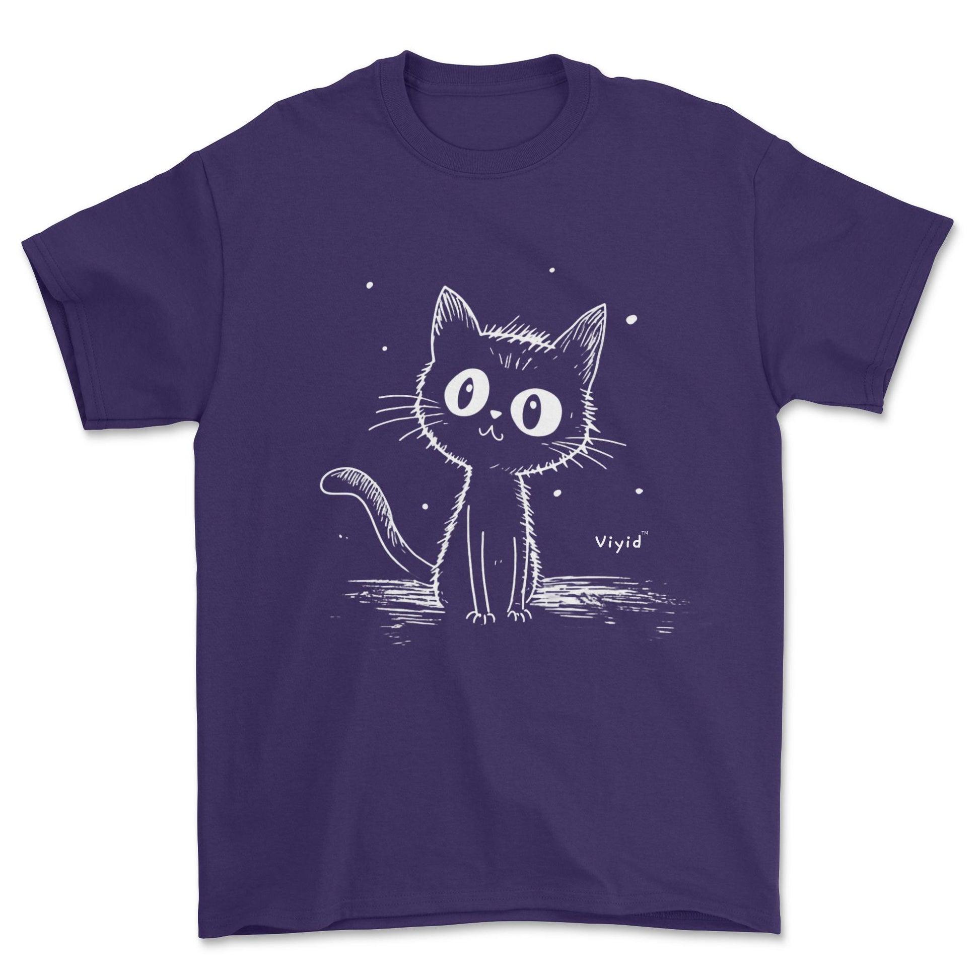 cat sketch adult t-shirt purple