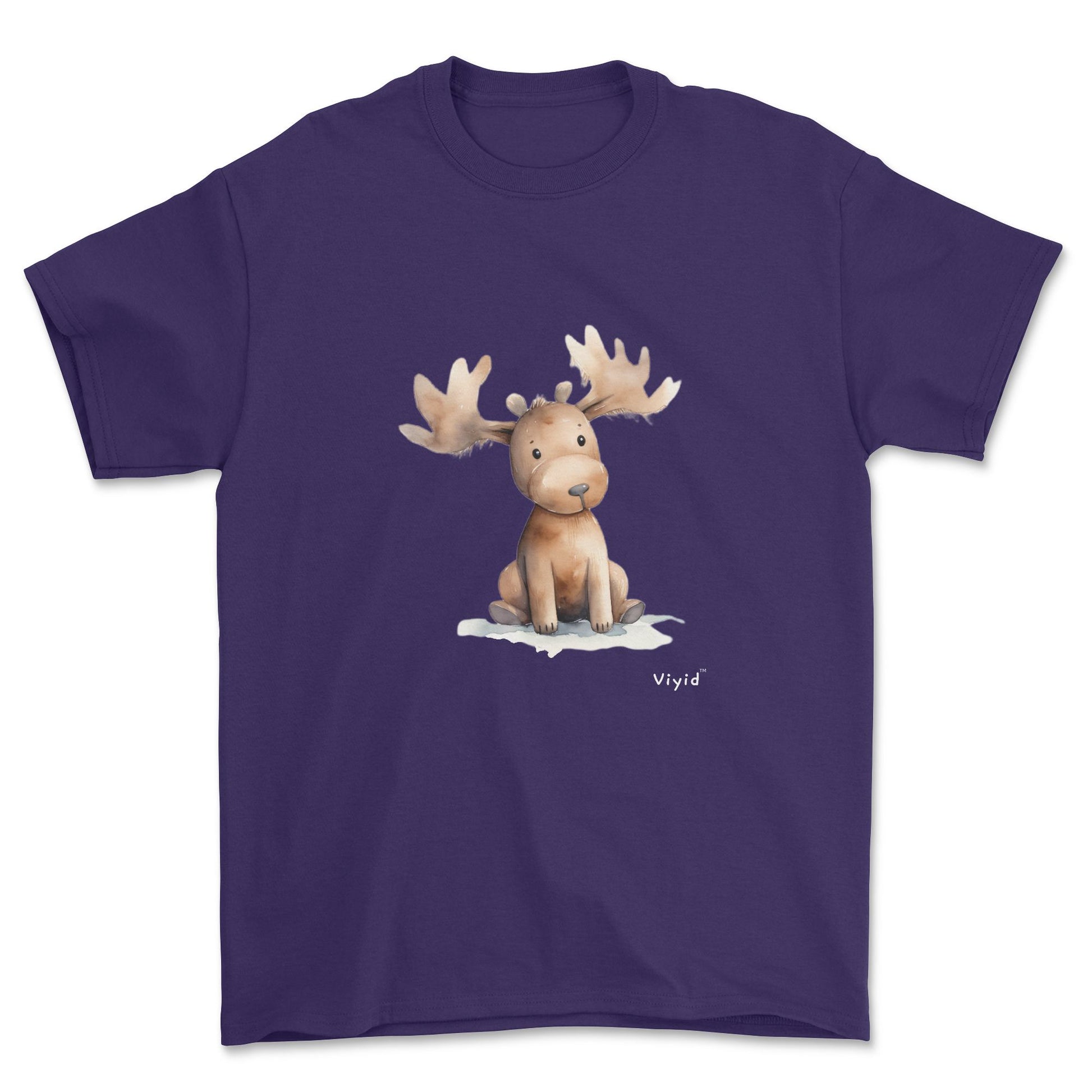 brown moose youth t-shirt purple